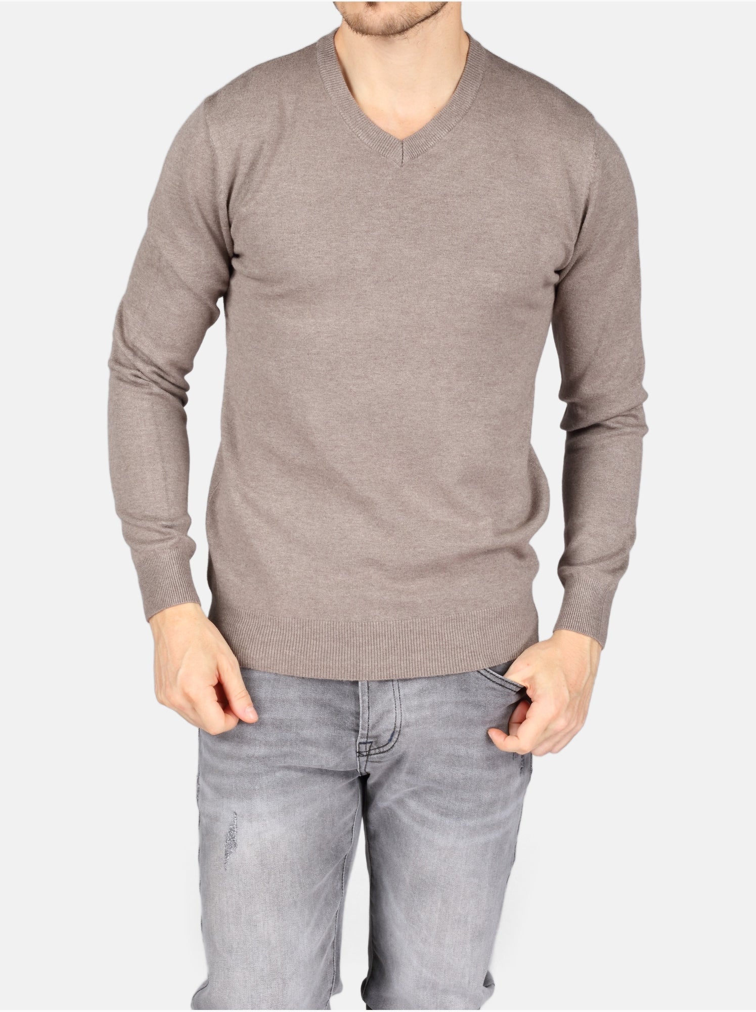 Pull col v - Kenzarro - Gris Beige