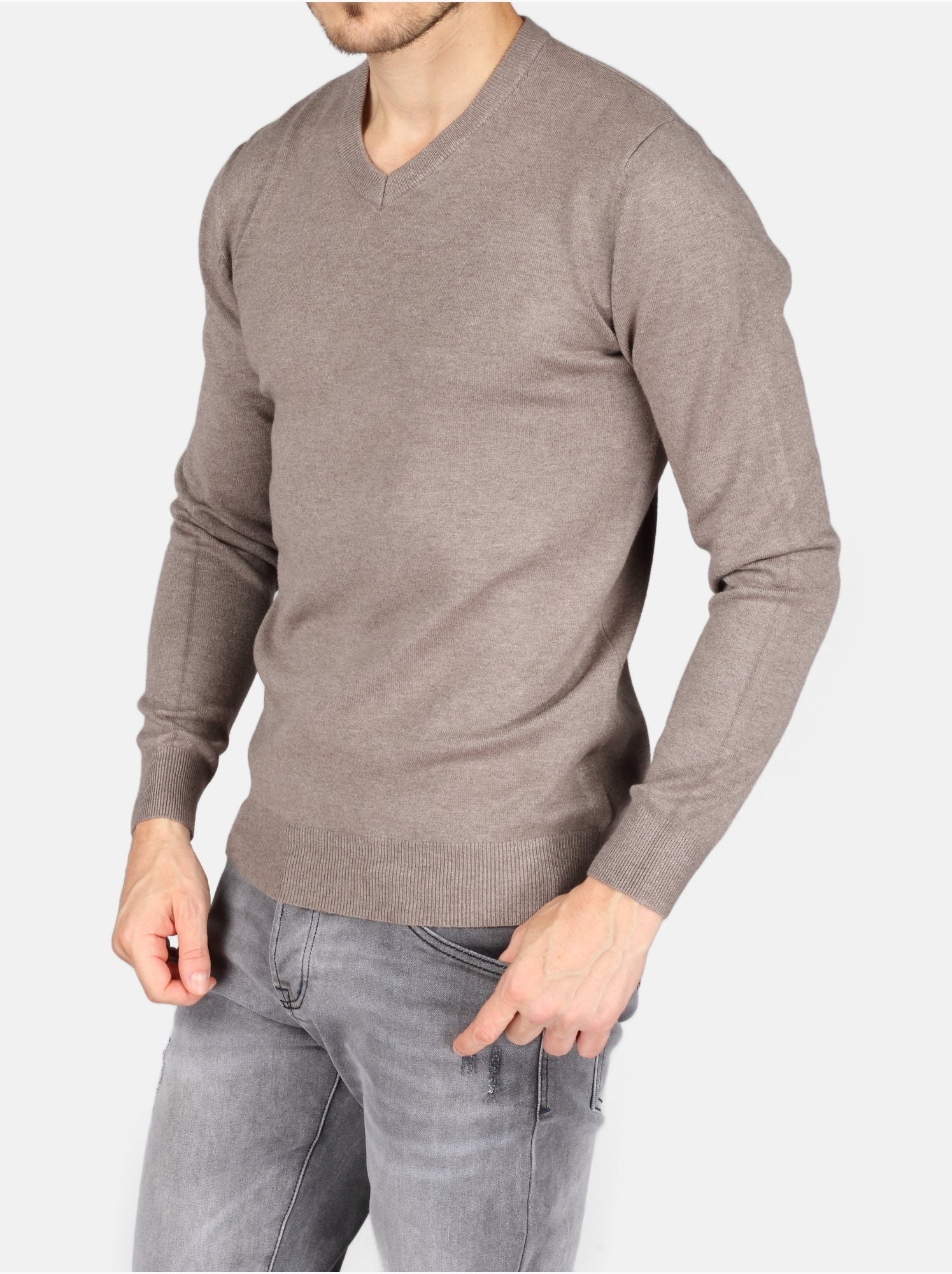 Pull col v - Kenzarro - Gris Beige