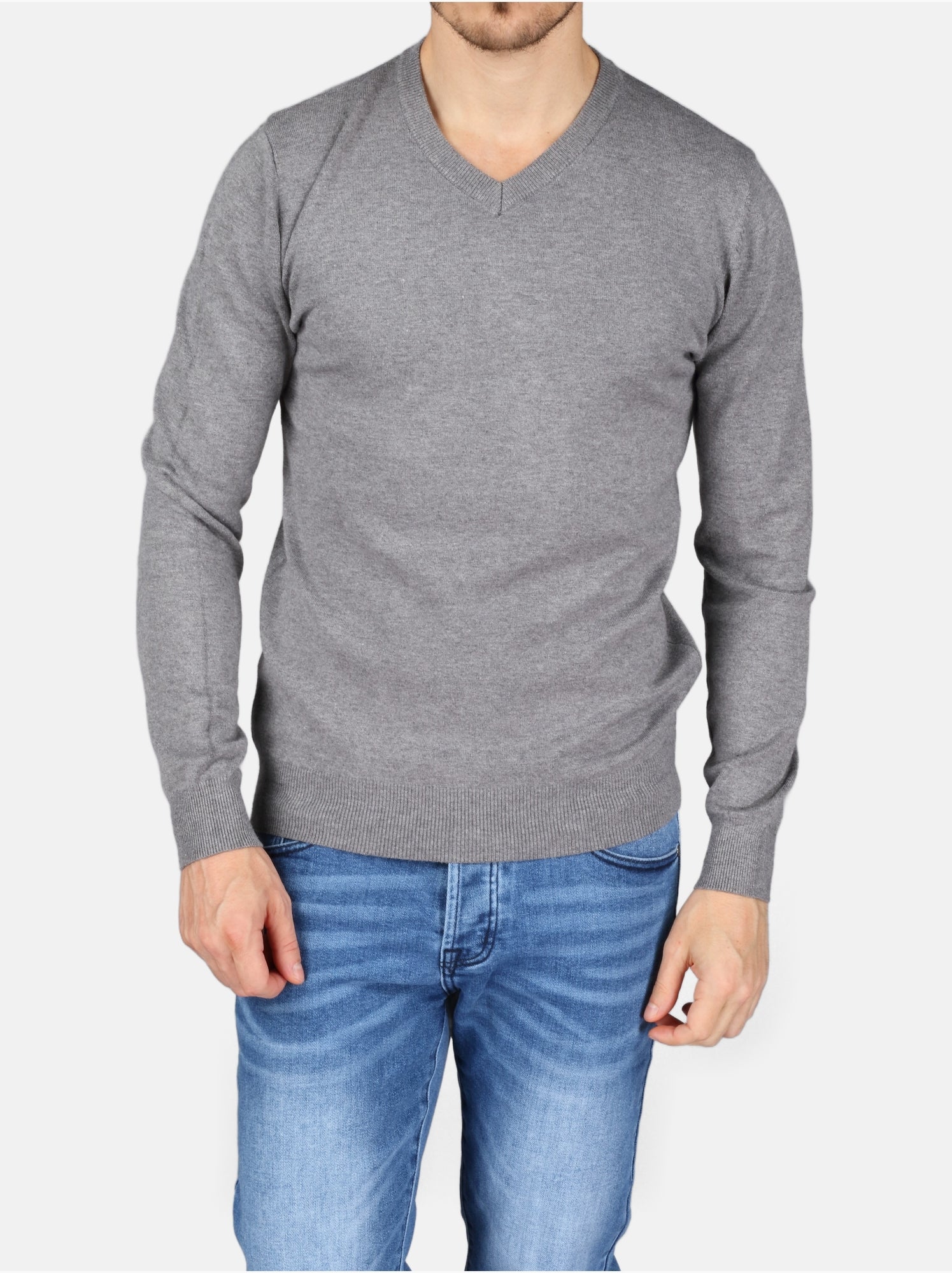 Pull col v - Kenzarro - Gris clair
