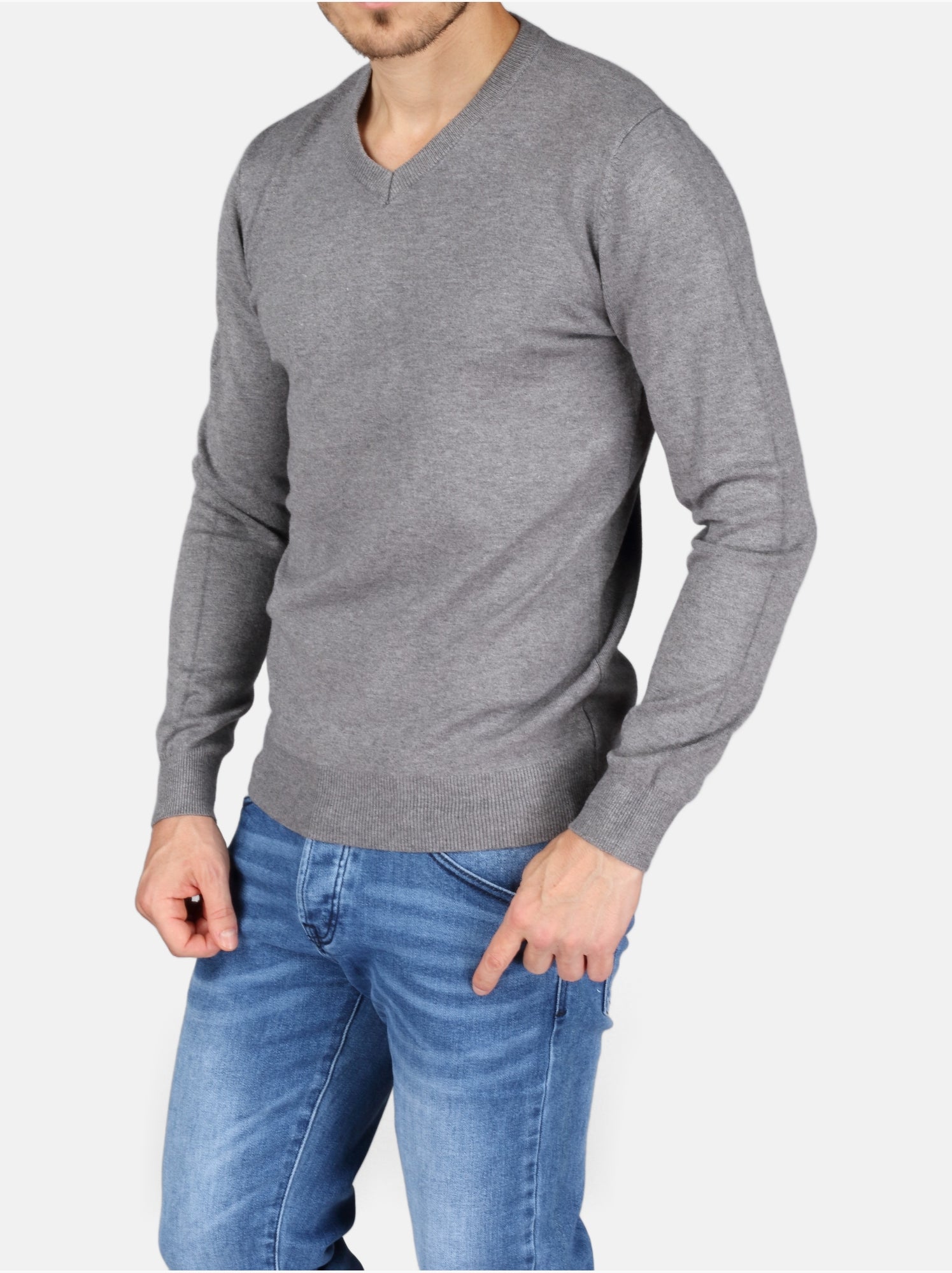 Pull col v - Kenzarro - Gris clair