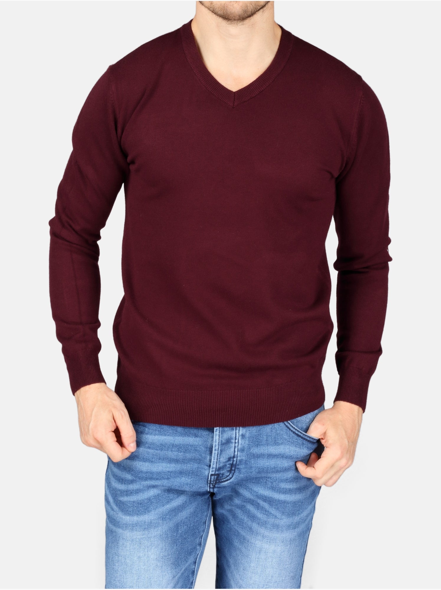 Pull col v - Kenzarro - Rouge
