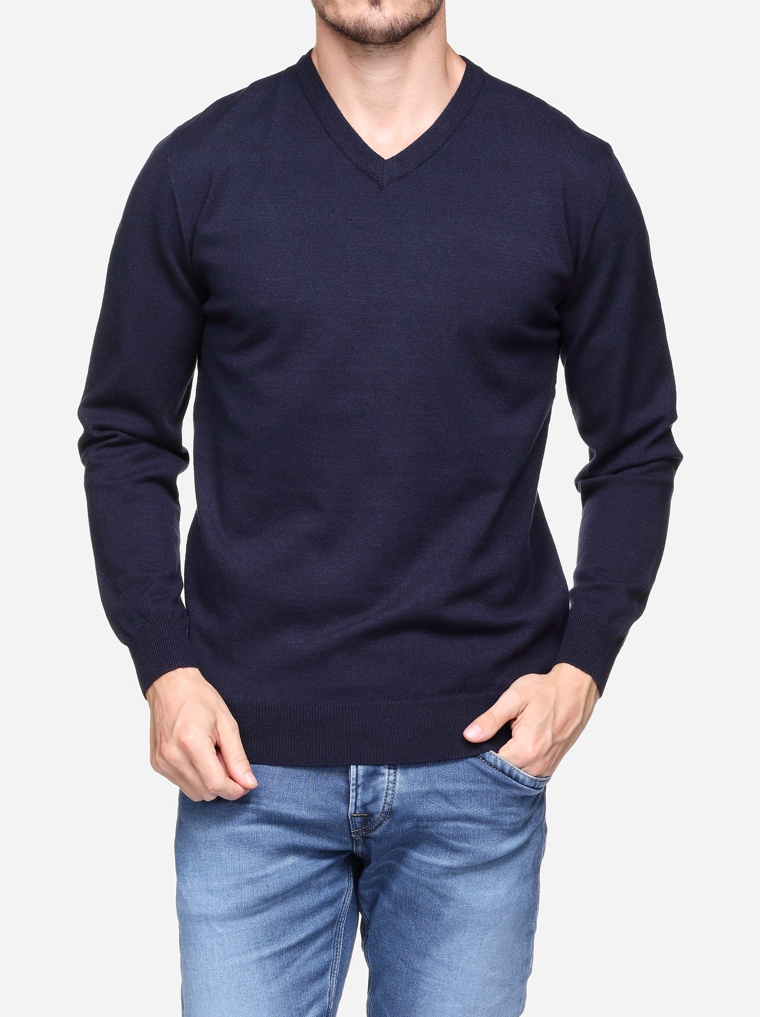 Pull col v - Yves Enzo - Bleu foncé