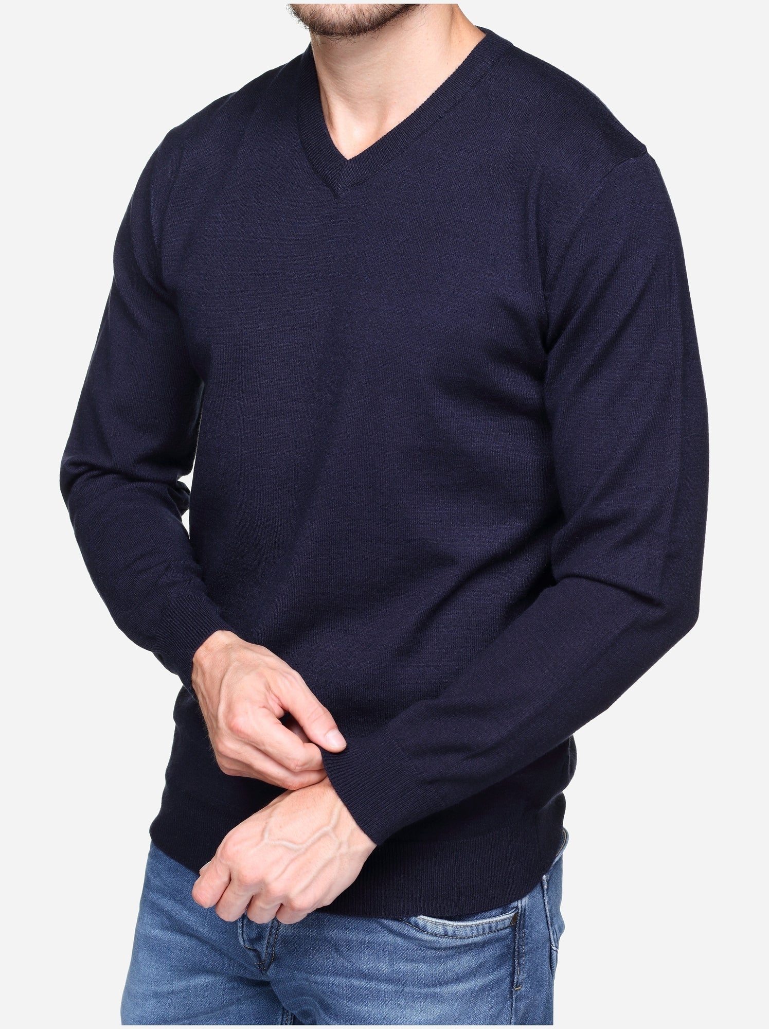 Pull col v - Yves Enzo - Bleu foncé