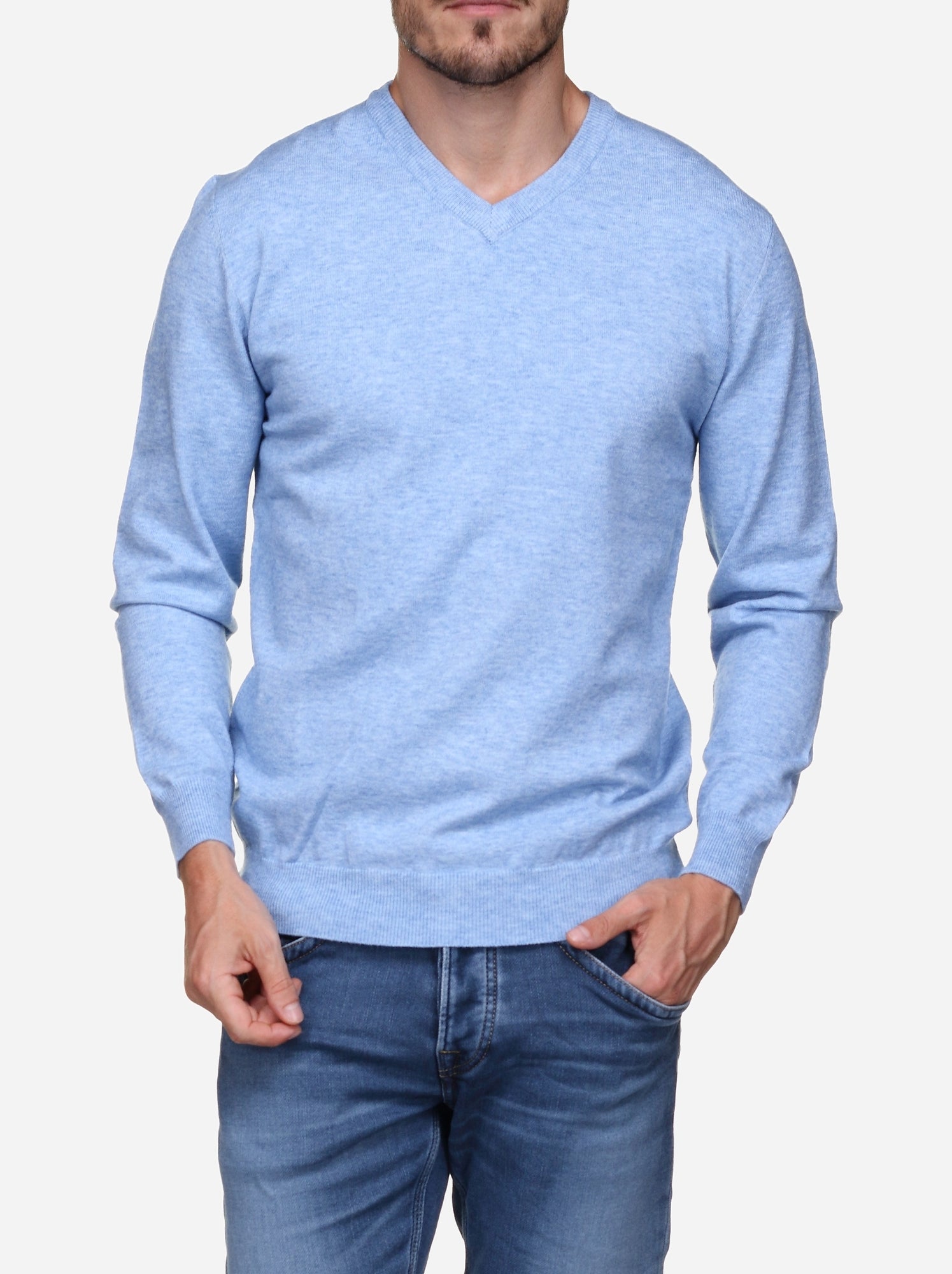 Pull col v - Yves Enzo - Bleu