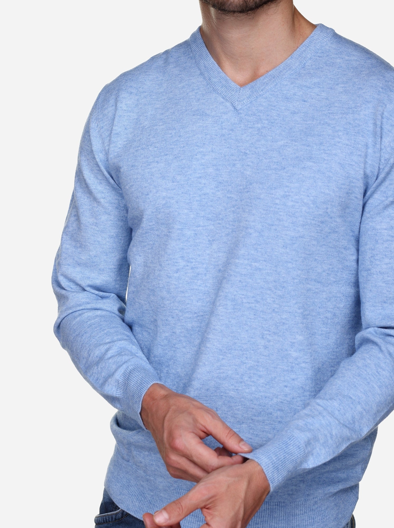 Pull col v - Yves Enzo - Bleu