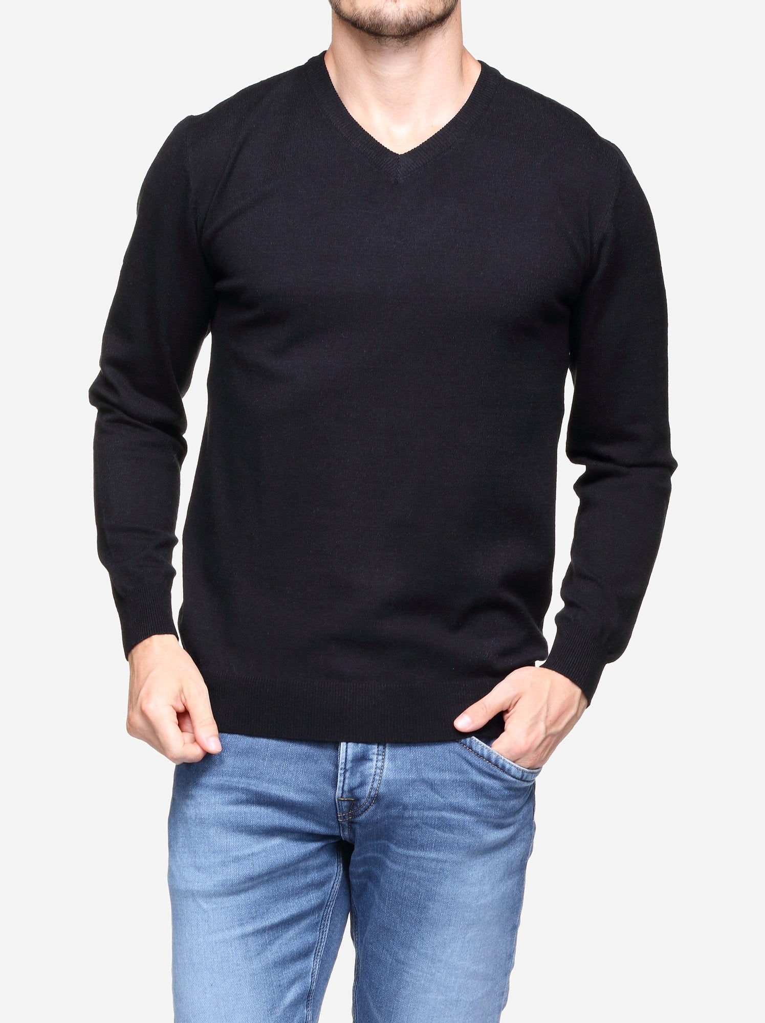 Pull col v - Yves Enzo - Noir