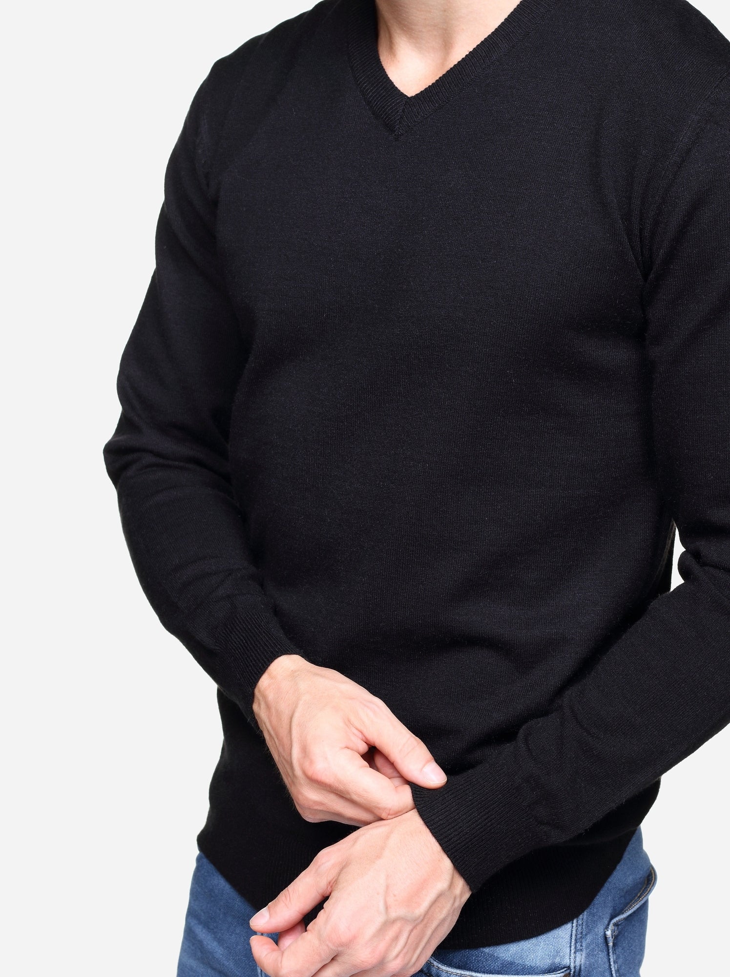 Pull col v - Yves Enzo - Noir