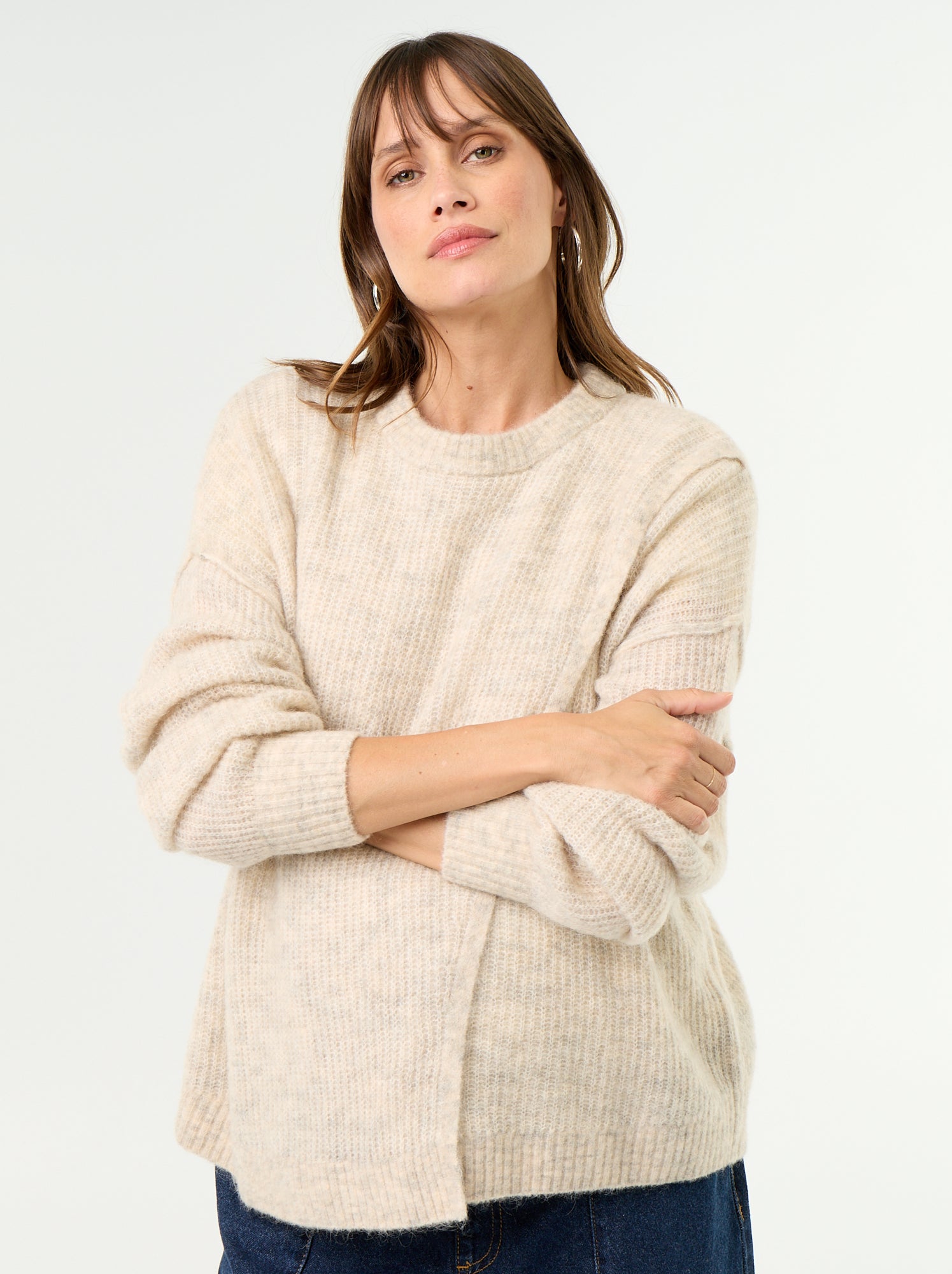 Pull d'allaitement en laine mélangée - Beige