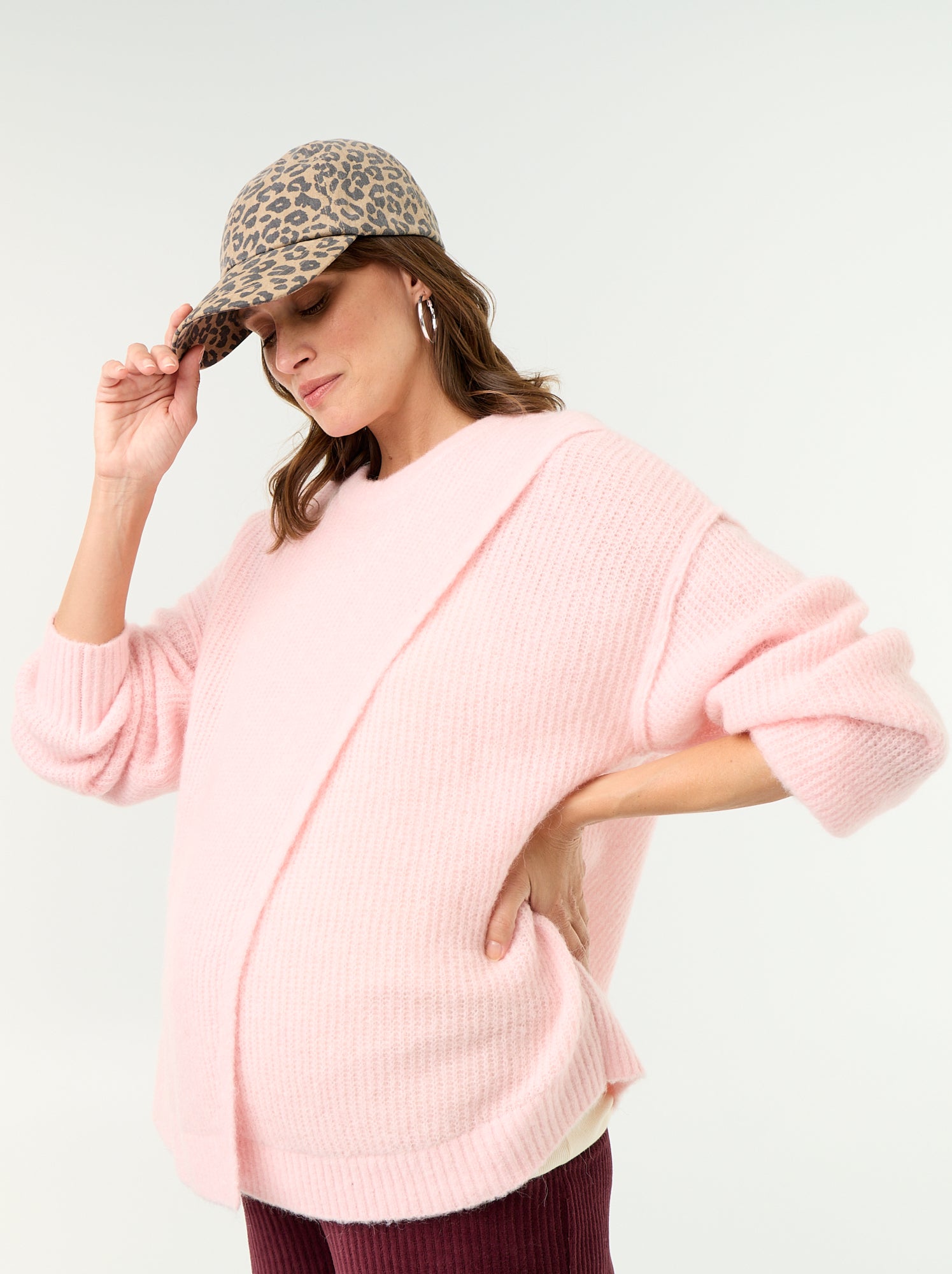 Pull d'allaitement en laine mélangée - Rose