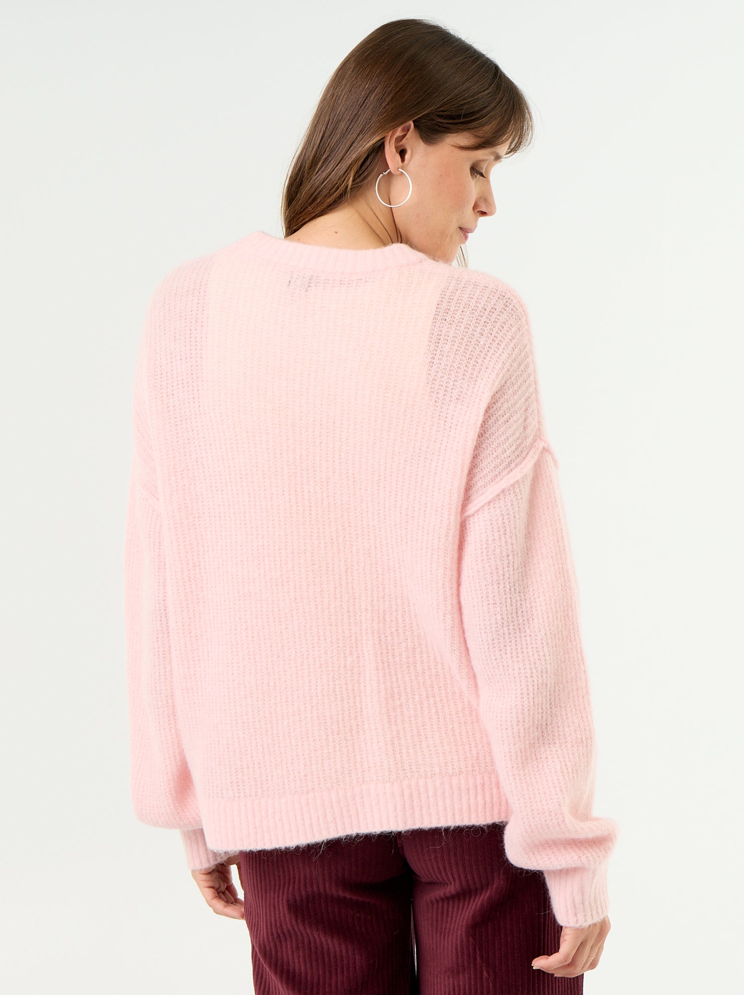 Pull d'allaitement en laine mélangée - Rose