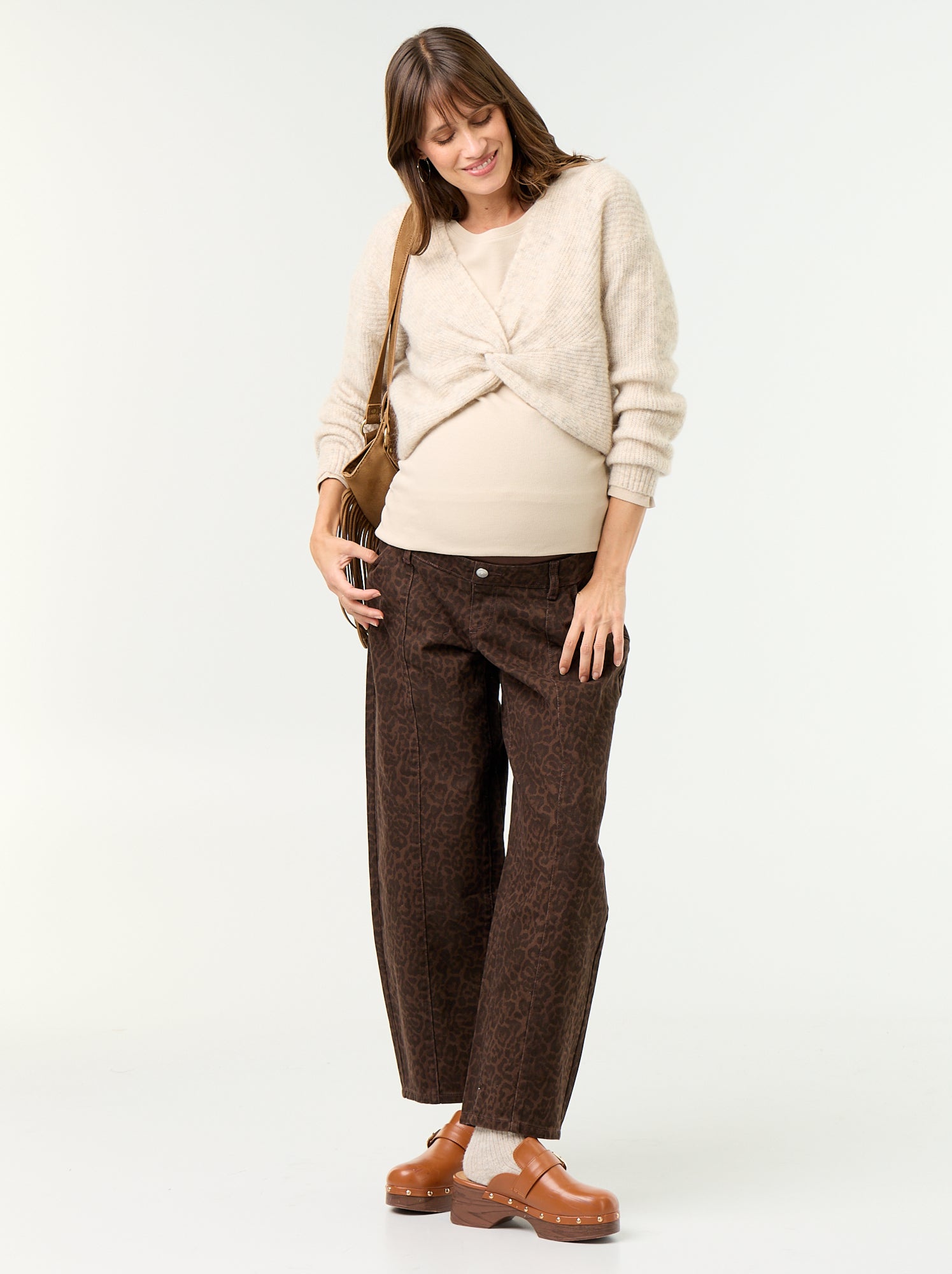 Pull de maternité cropped twisté - Beige