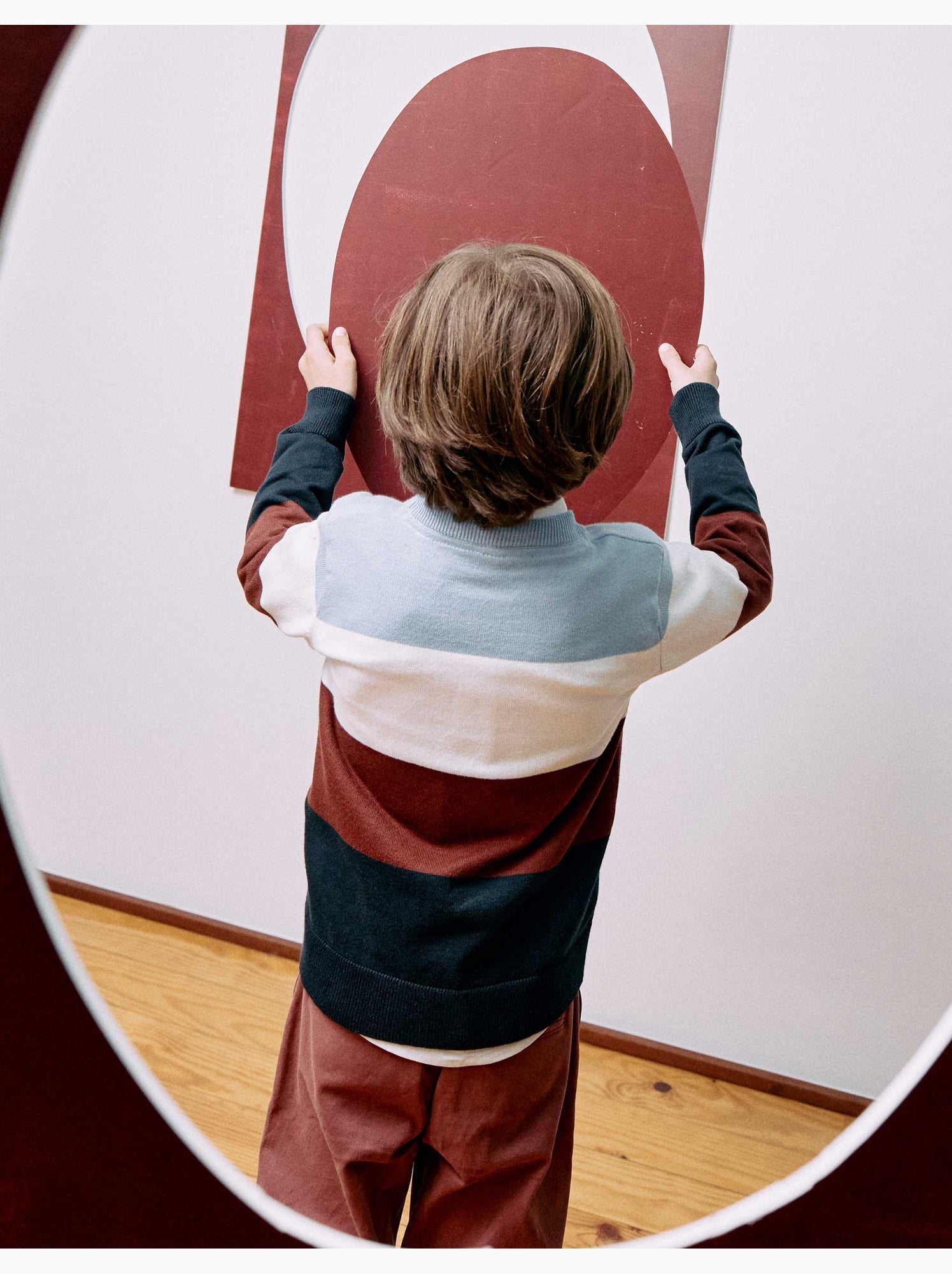 Pull en maille à blocs de couleur - Bleu clair