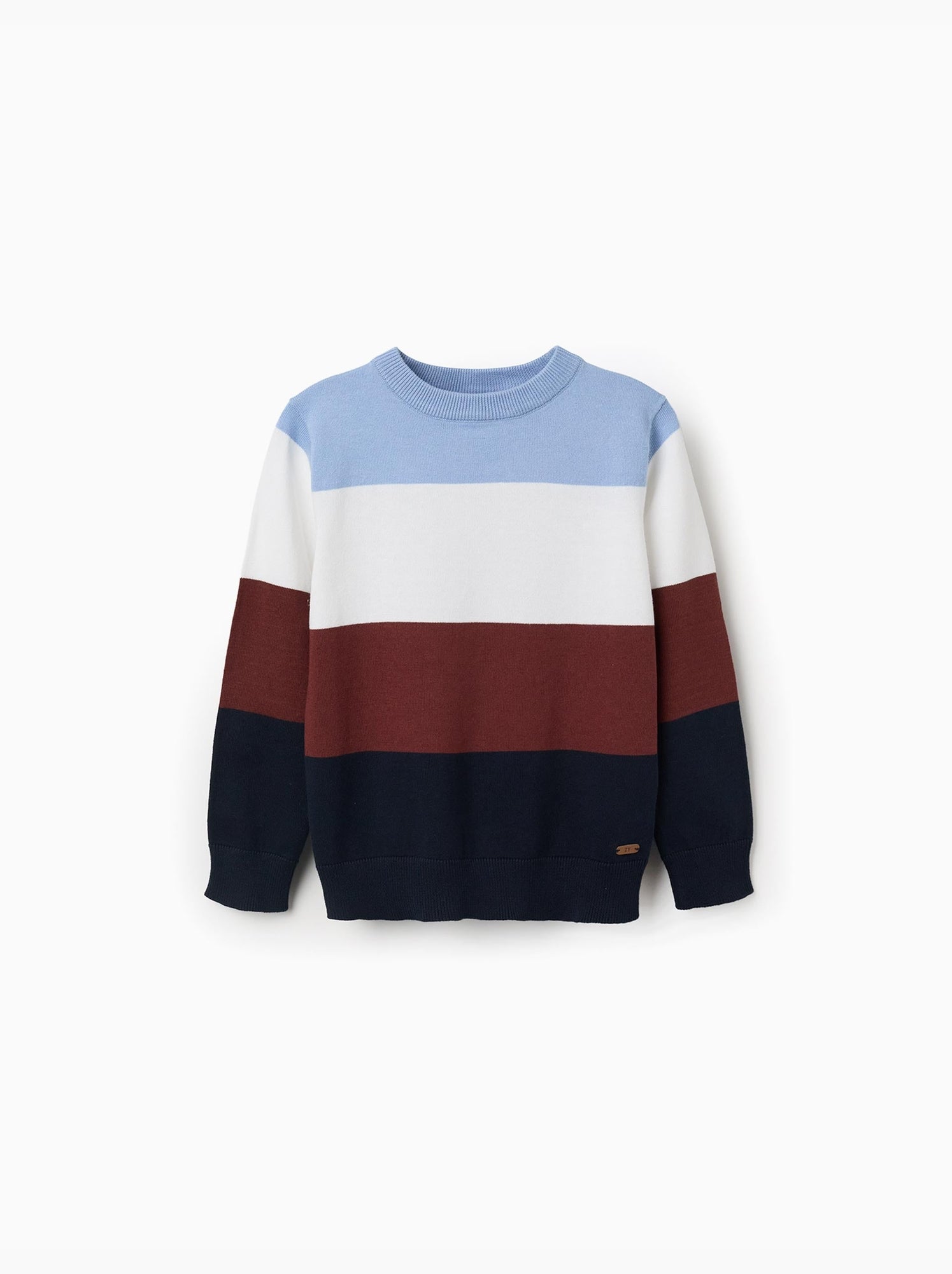 Pull en maille à blocs de couleur - Bleu clair