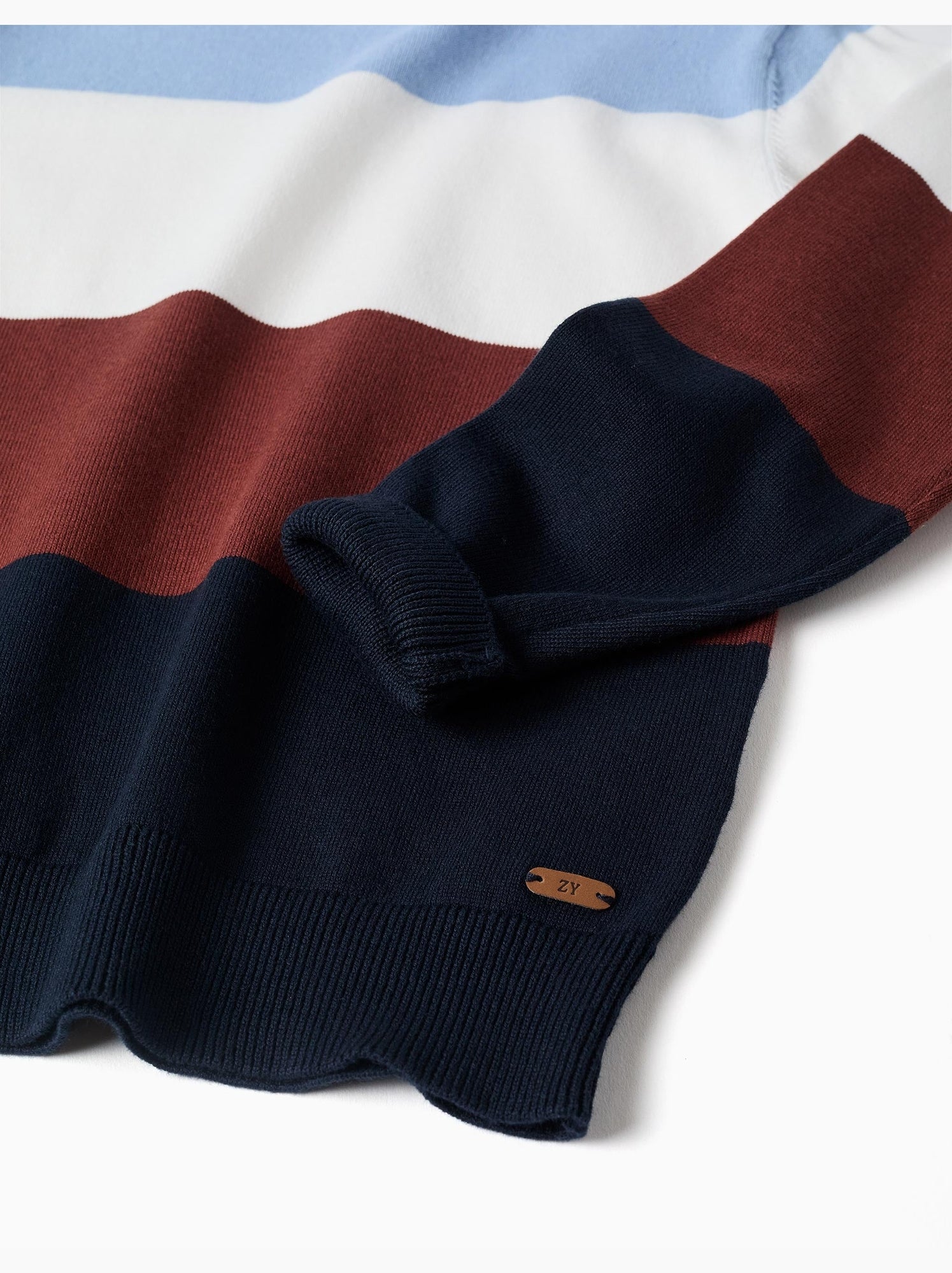 Pull en maille à blocs de couleur - Bleu clair