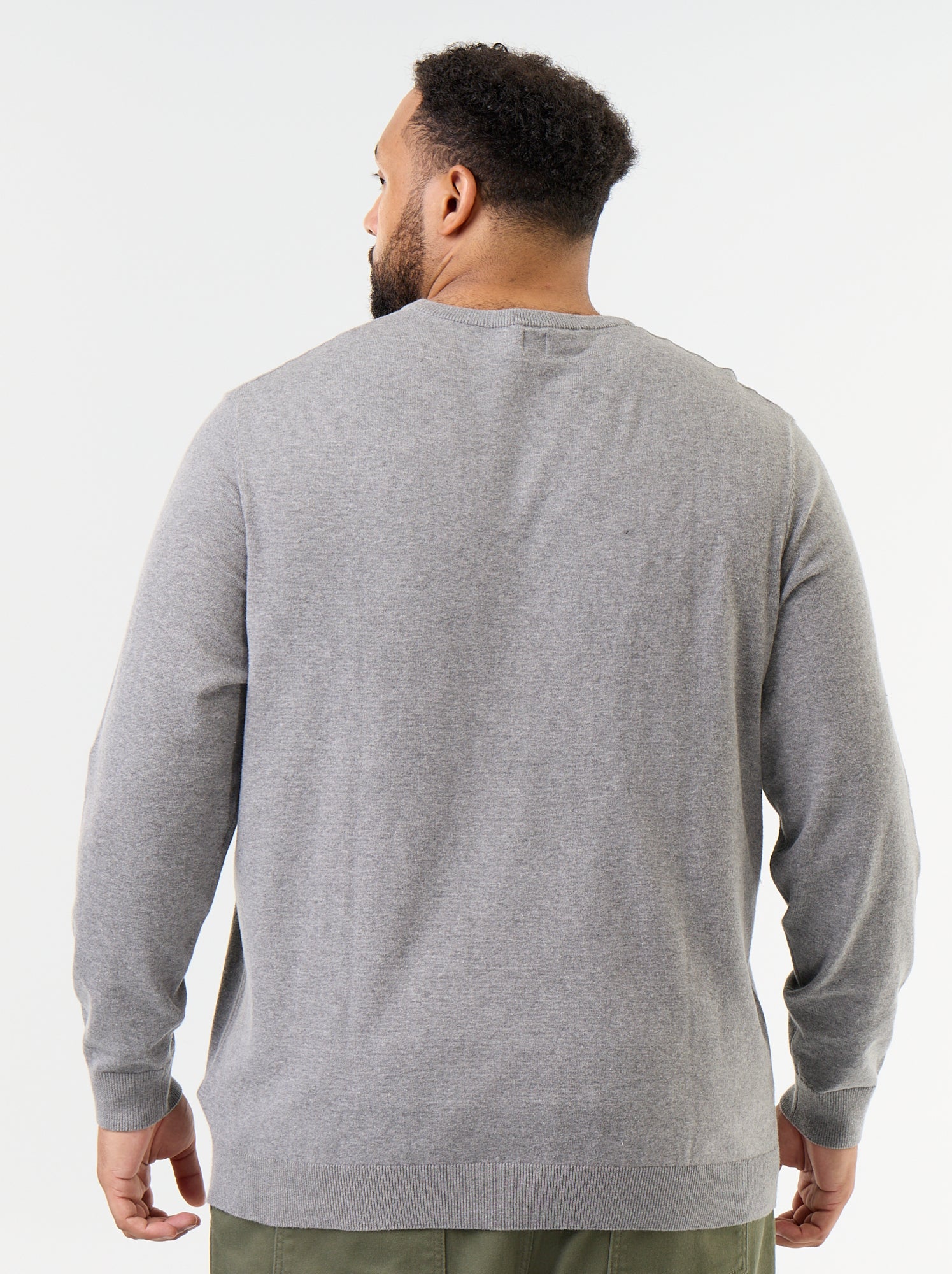 Pull en maille à col V - Gris