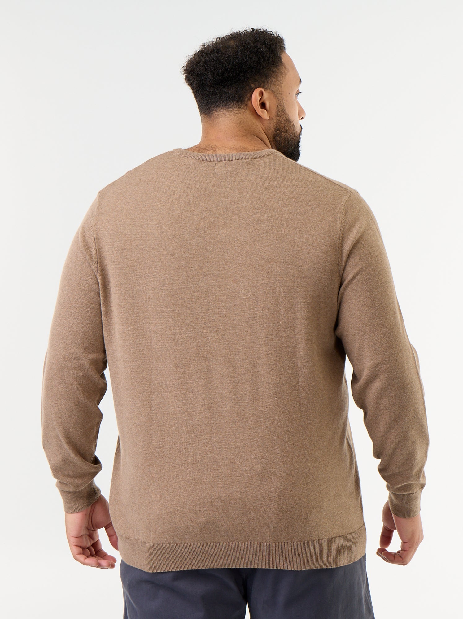 Pull en maille à col V - Marron