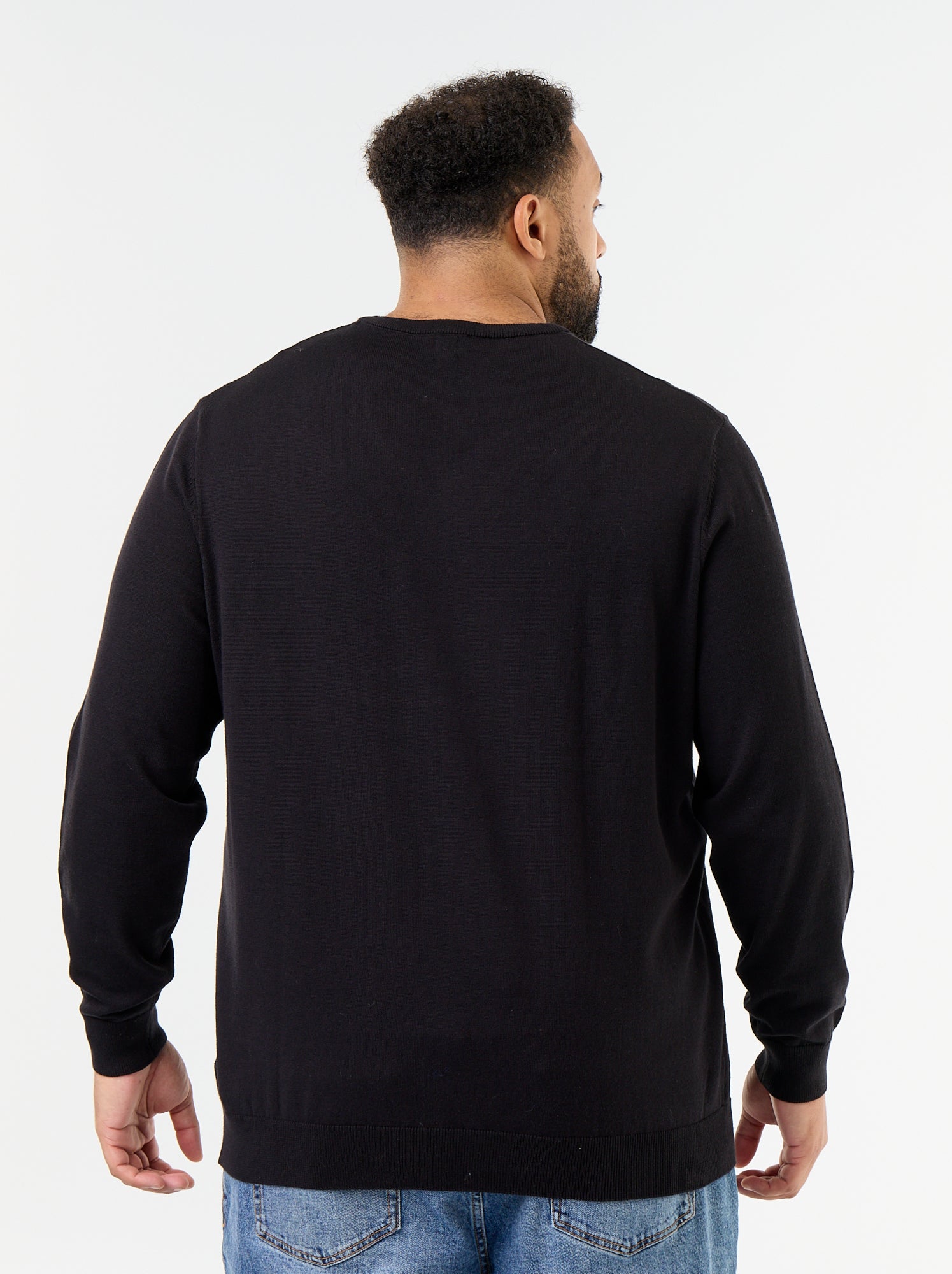 Pull en maille à col V - Noir