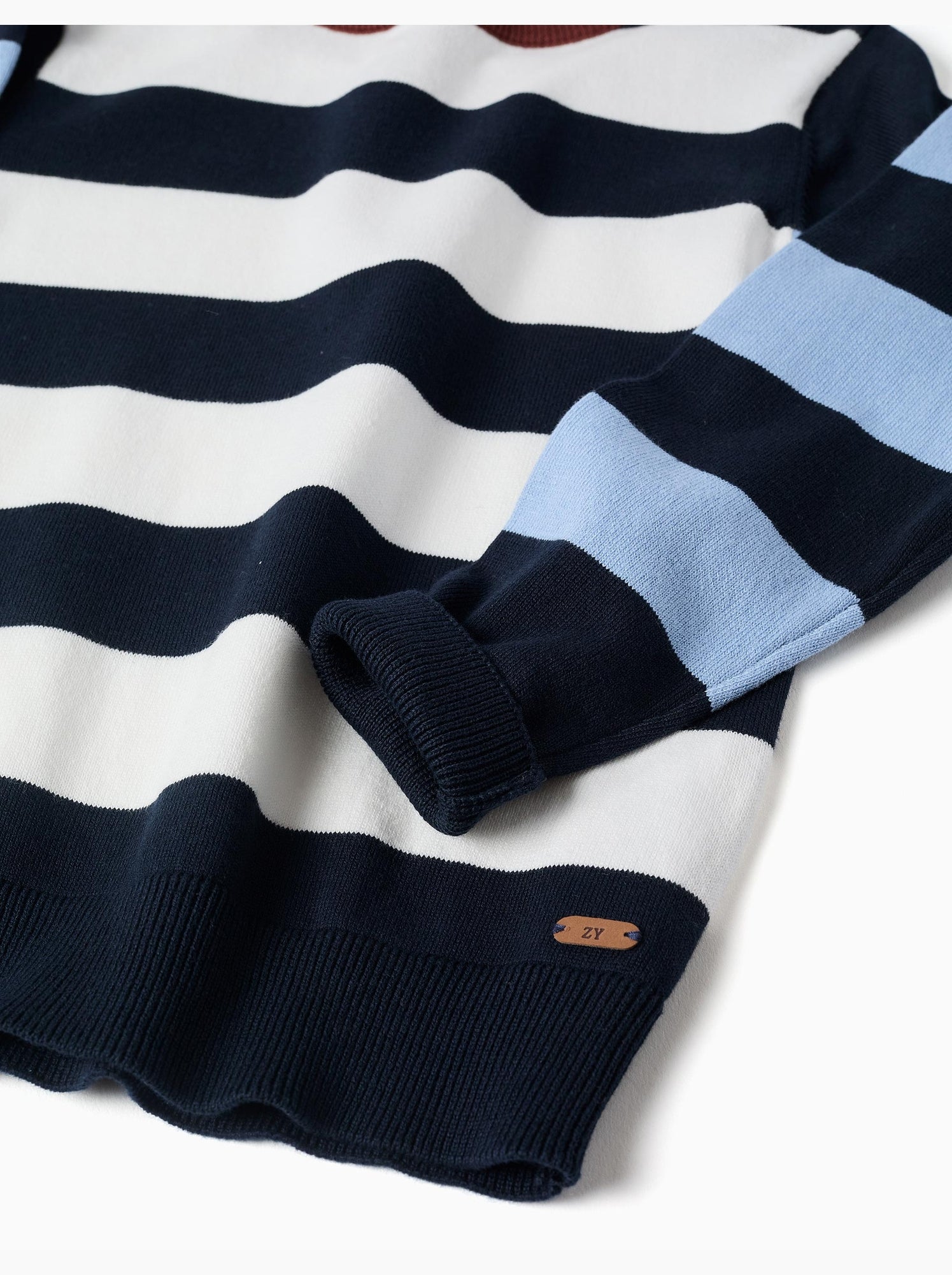 Pull en maille à blocs de couleur - Bleu foncé