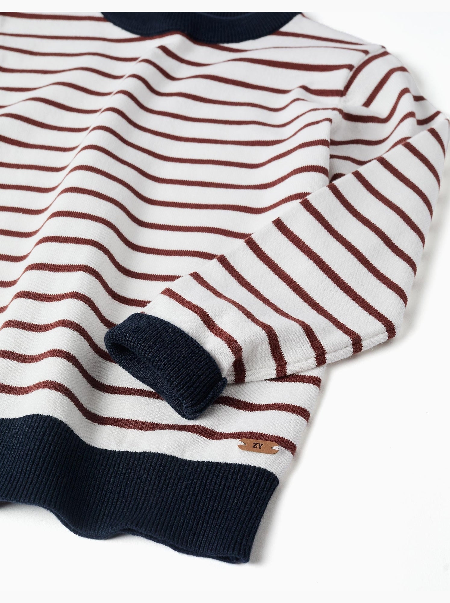 Pull en maille à blocs de couleur - Marron