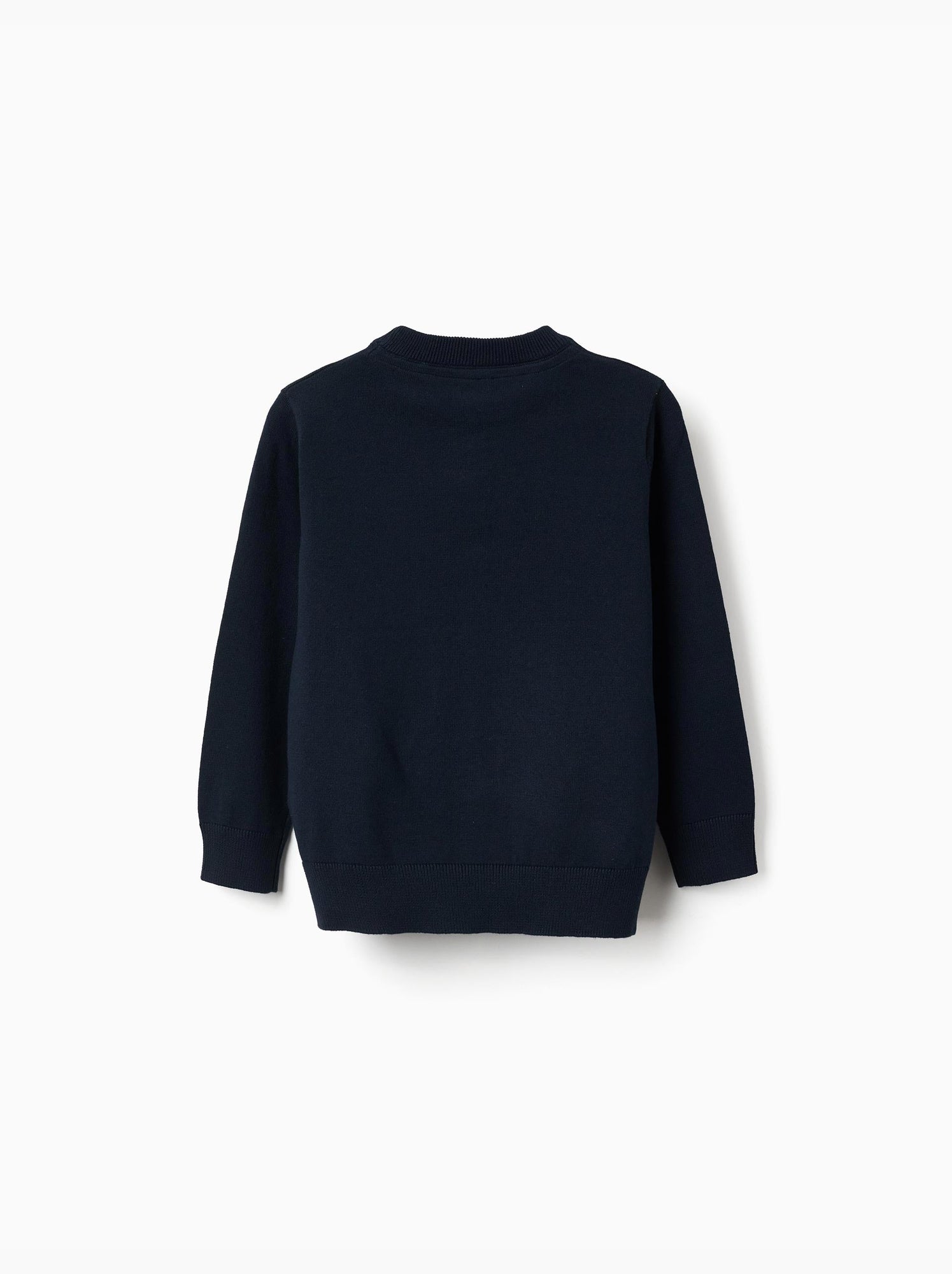 Pull en maille avec extrémités côtelées - Bleu foncé
