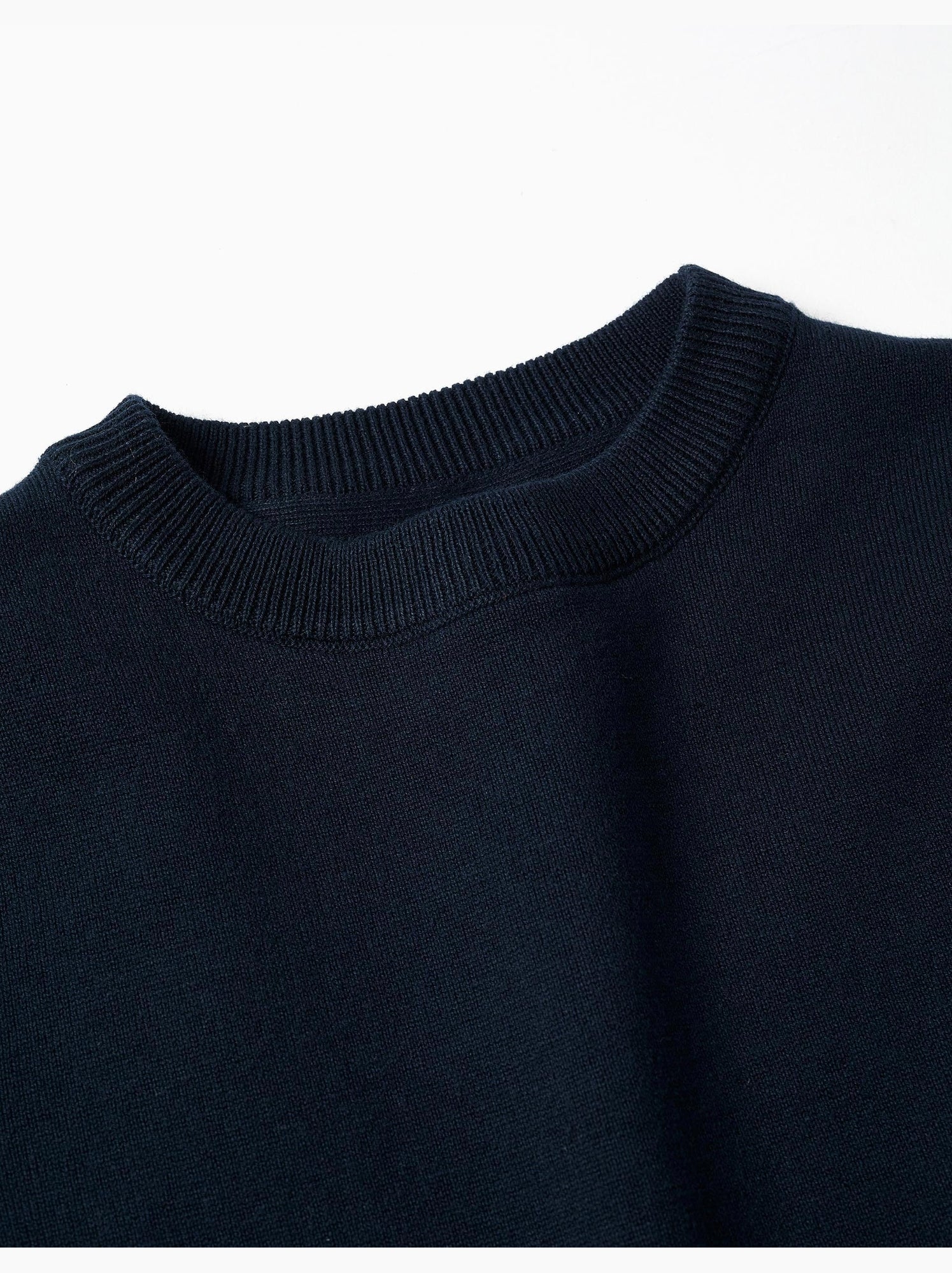 Pull en maille avec extrémités côtelées - Bleu foncé