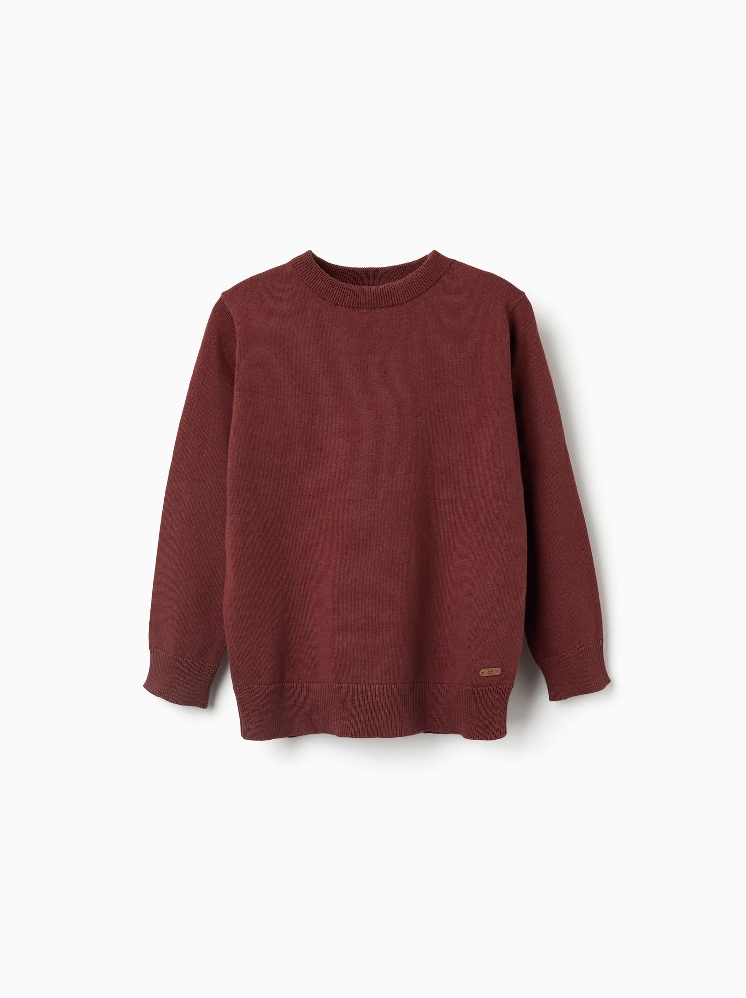 Pull en maille avec extrémités côtelées - Marron