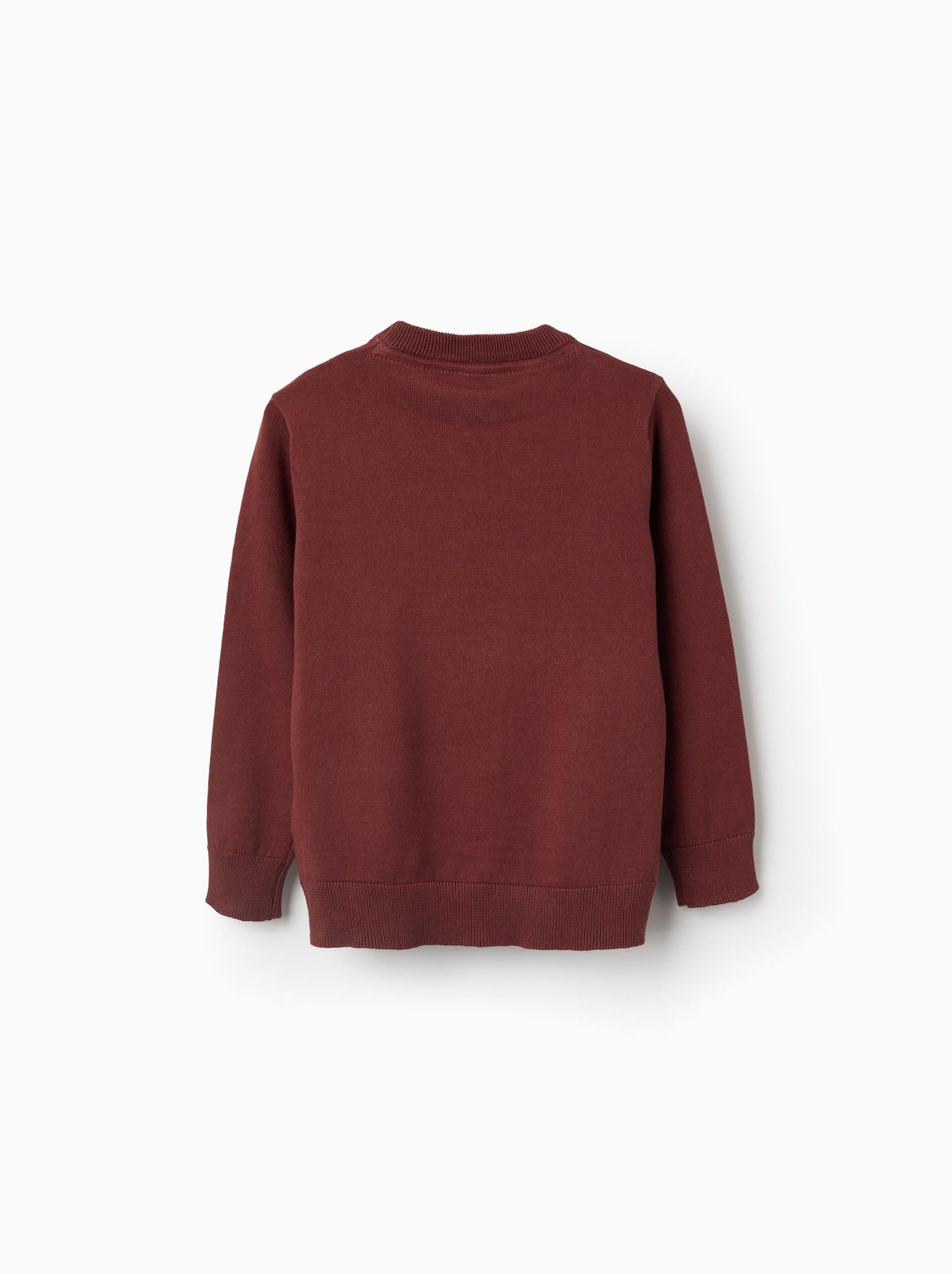 Pull en maille avec extrémités côtelées - Marron