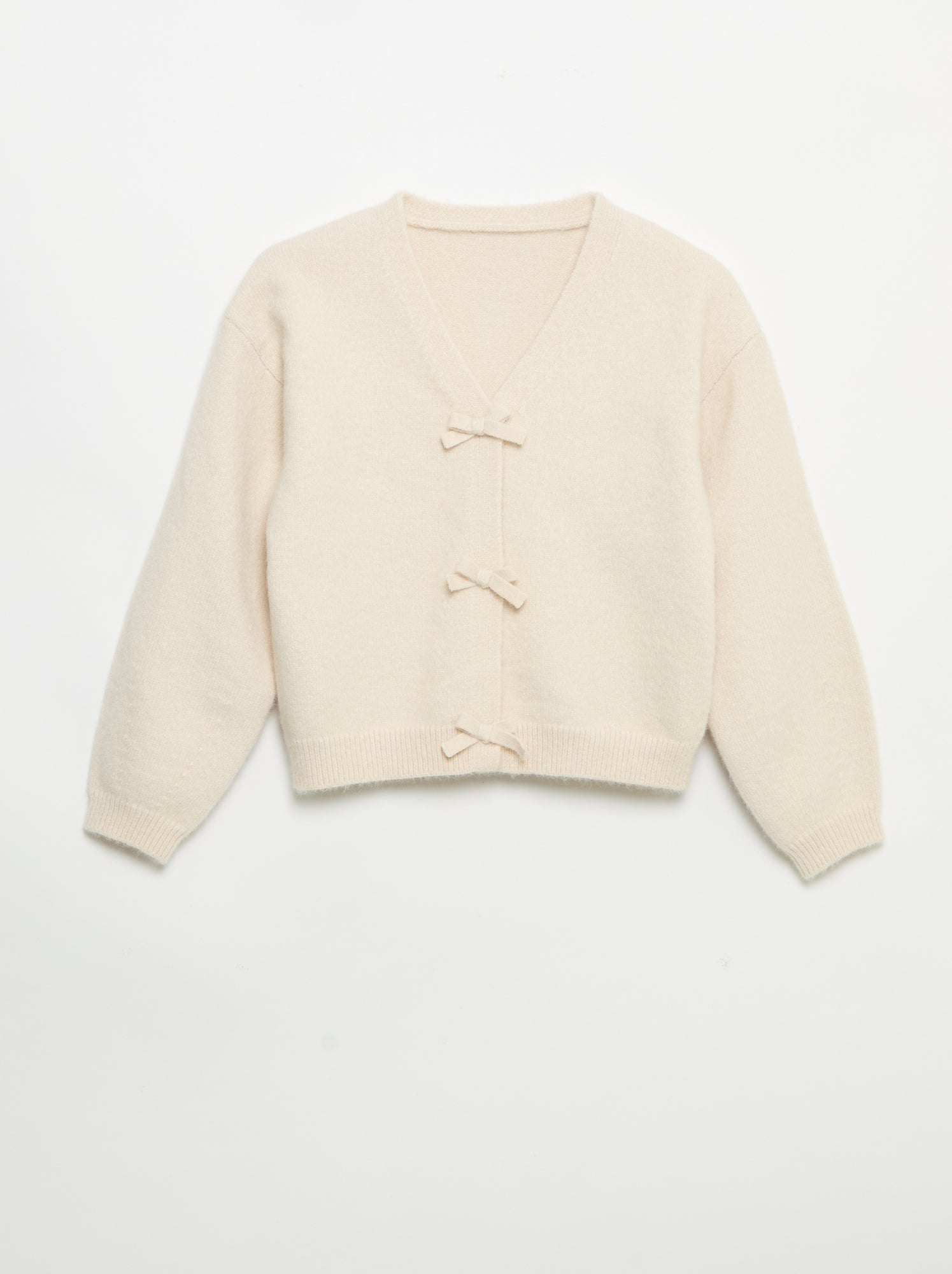 Pull en maille avec ouverture par nœuds - Blanc