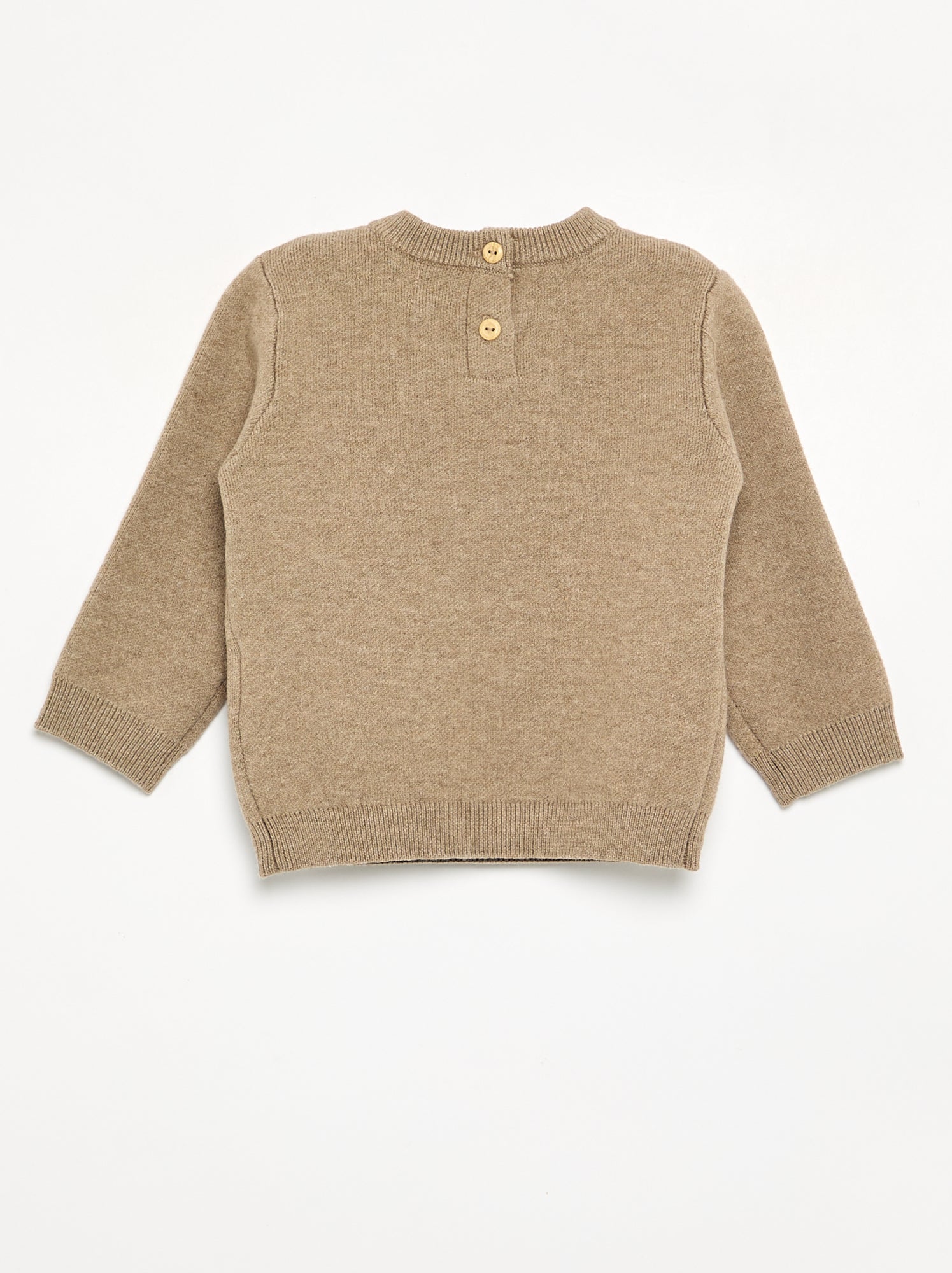 Pull en maille compacte avec broderies animaux - Beige (GFQ64_4)