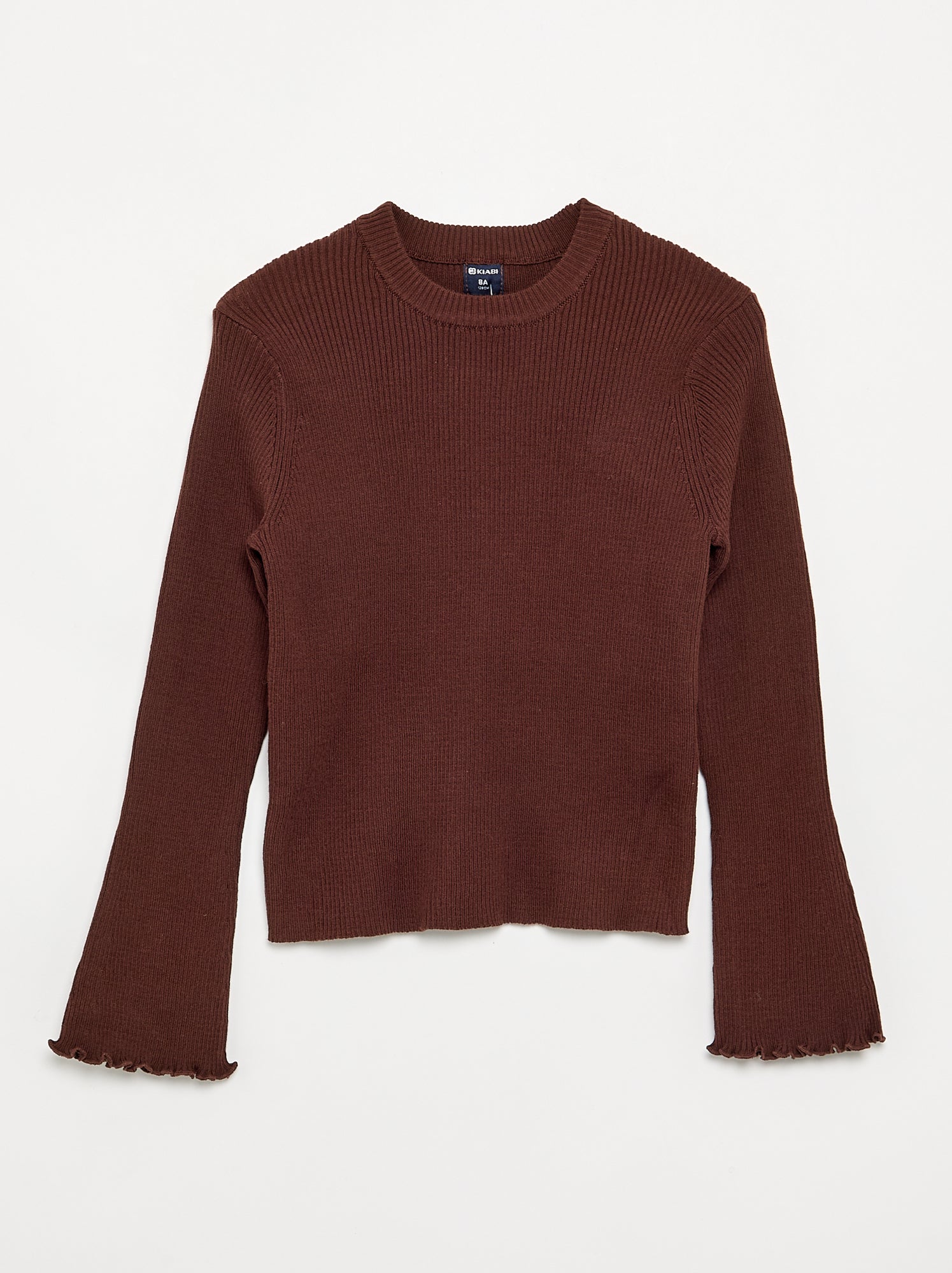 Pull en maille côtelée - Marron