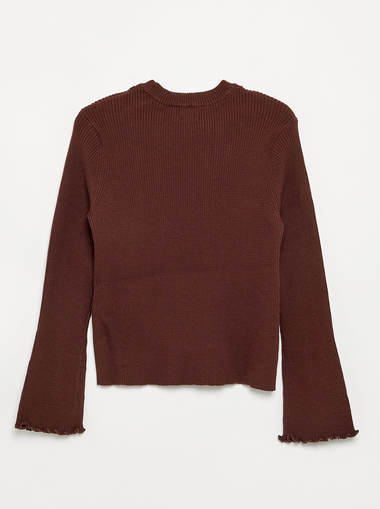 Pull en maille côtelée - Marron