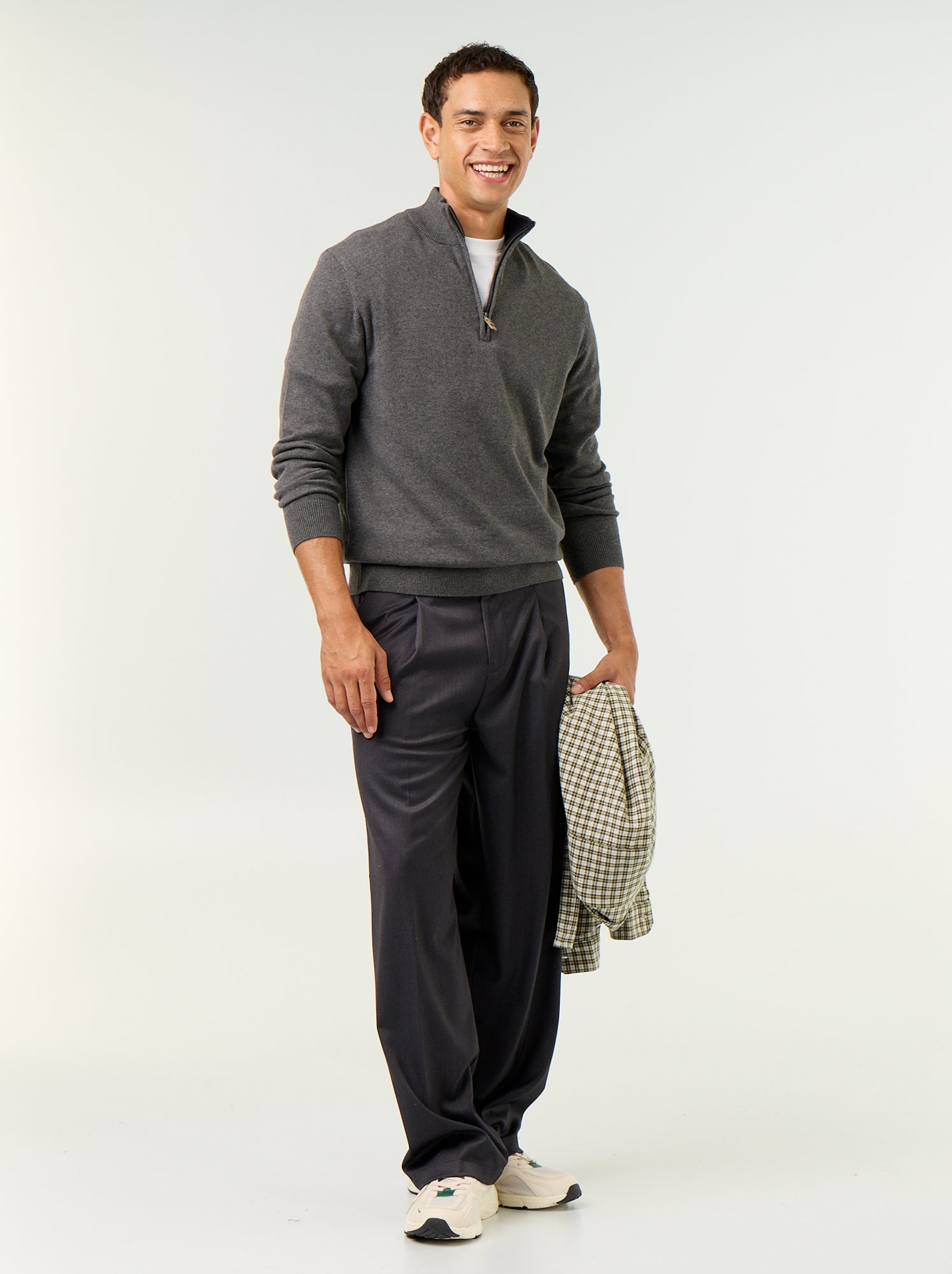 Pull en maille fine jauge avec col camionneur - Gris