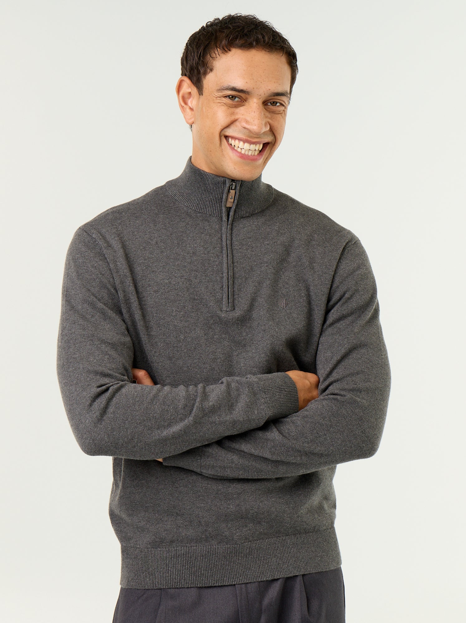 Pull en maille fine jauge avec col camionneur - Gris