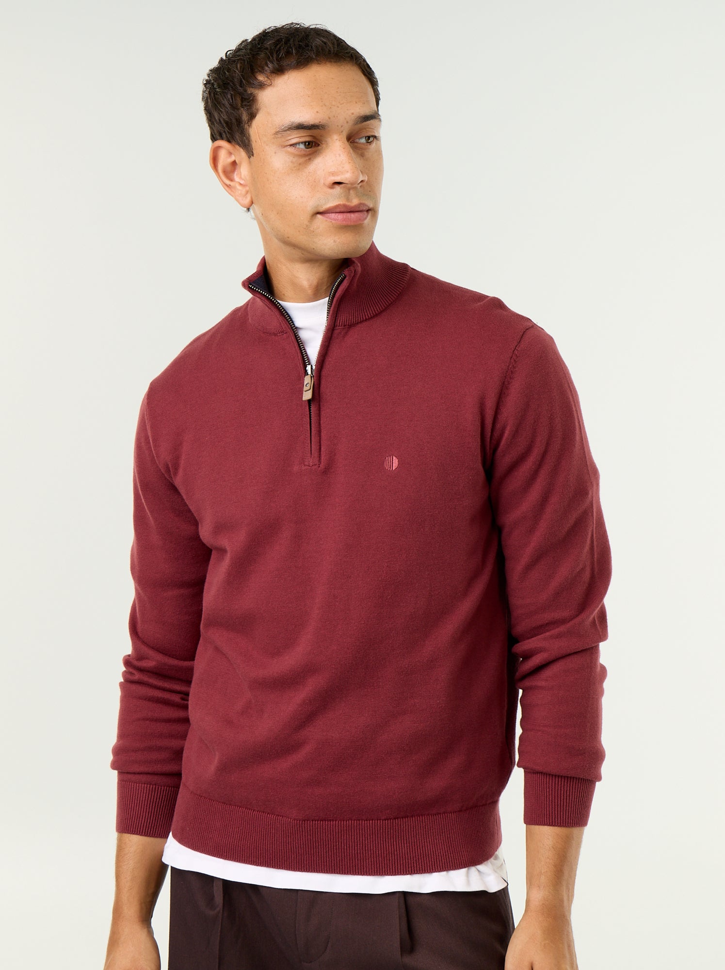 Pull en maille fine jauge avec col camionneur - Rouge