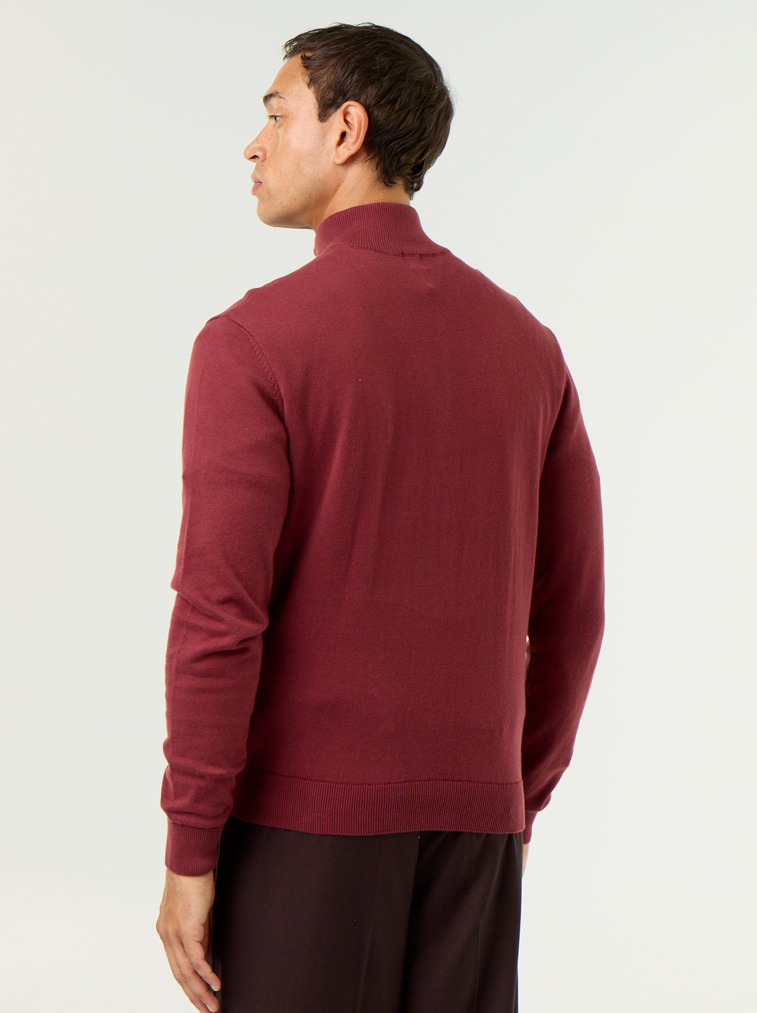 Pull en maille fine jauge avec col camionneur - Rouge