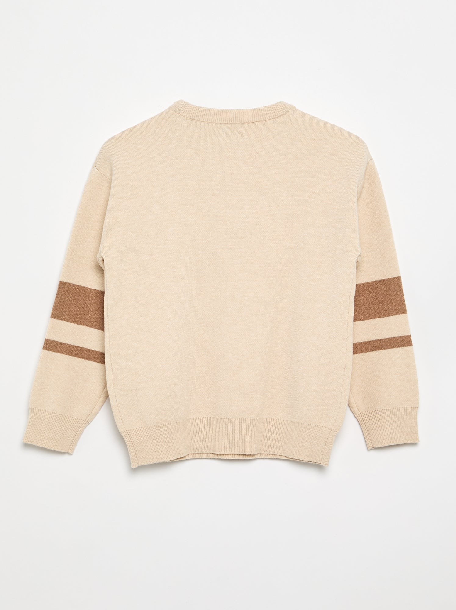 Pull en maille fine jauge col rond - Beige