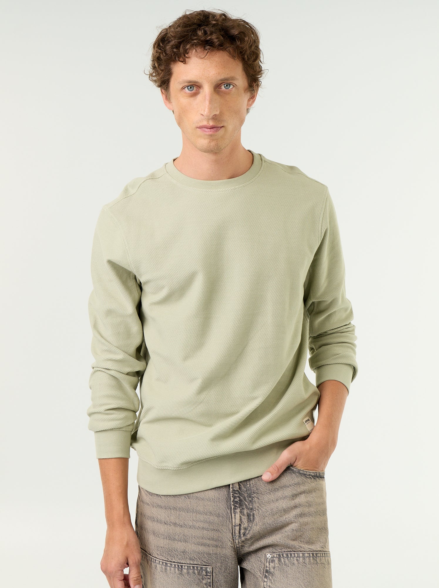 Pull en maille fine jauge côtelée - Vert