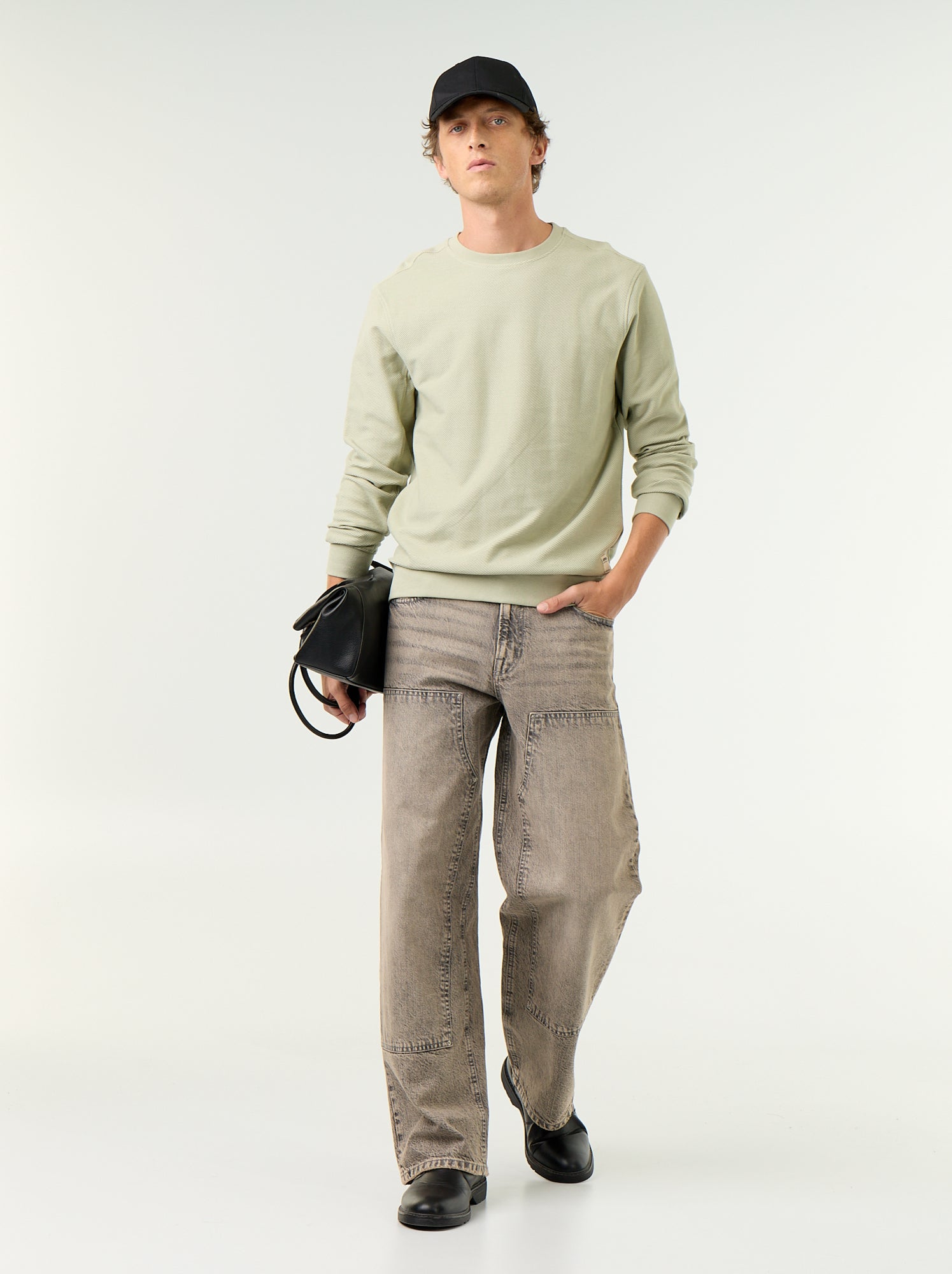 Pull en maille fine jauge côtelée - Vert