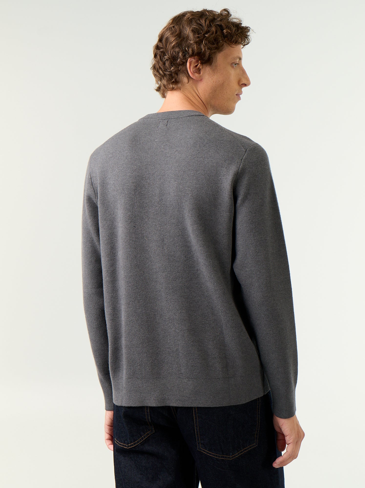 Pull en maille grosse jauge à col rond - Gris
