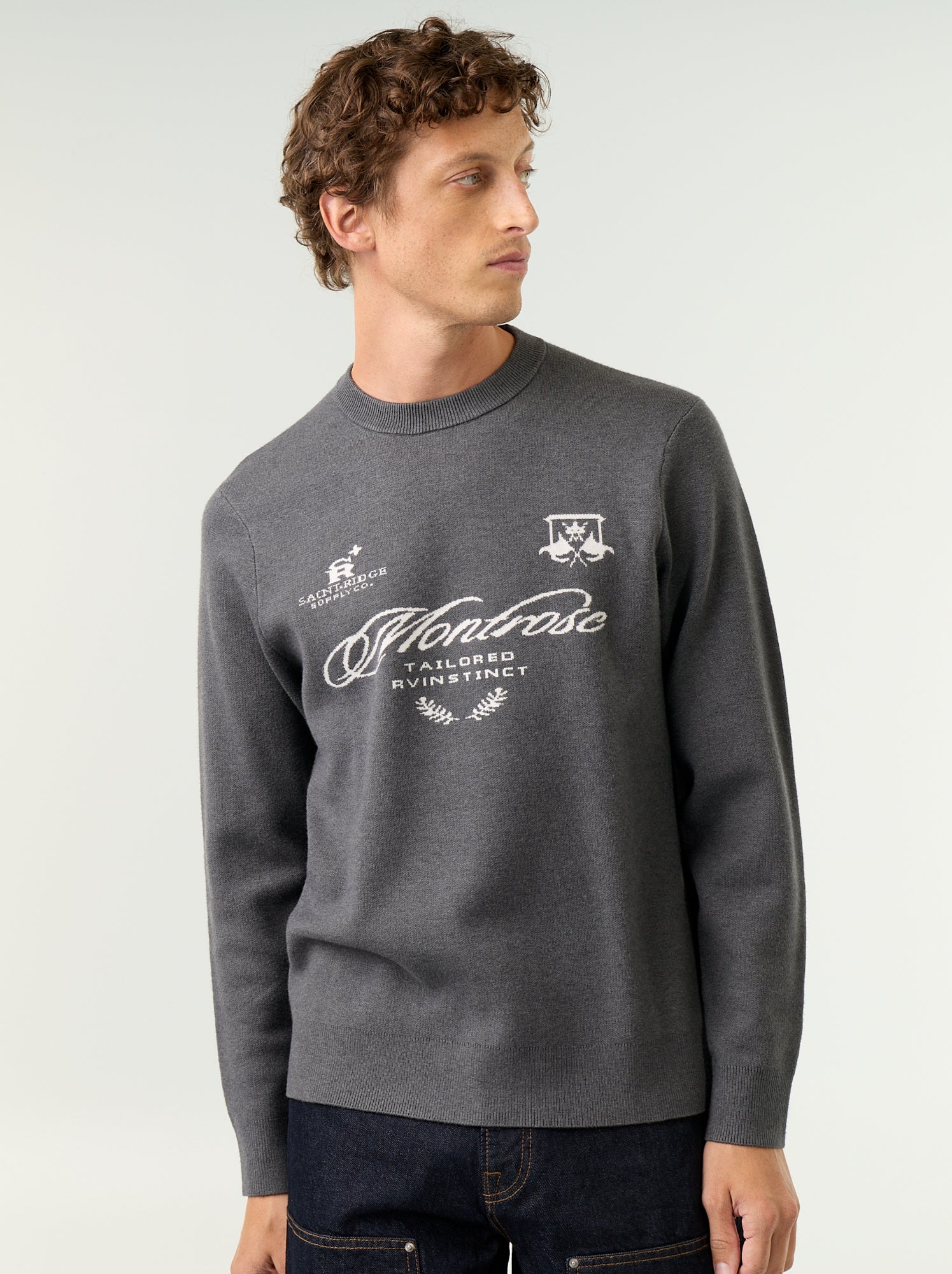 Pull en maille grosse jauge à col rond - Gris