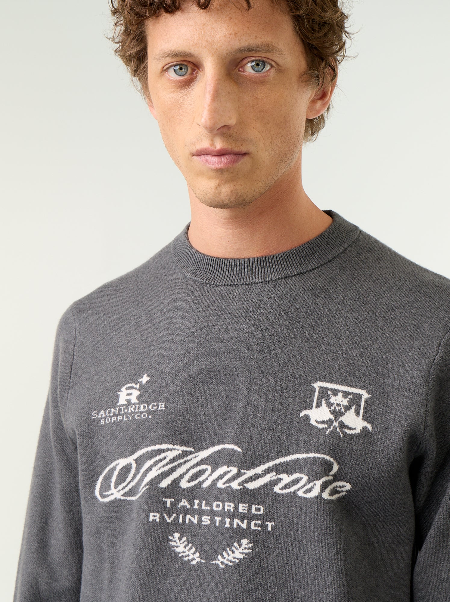 Pull en maille grosse jauge à col rond - Gris