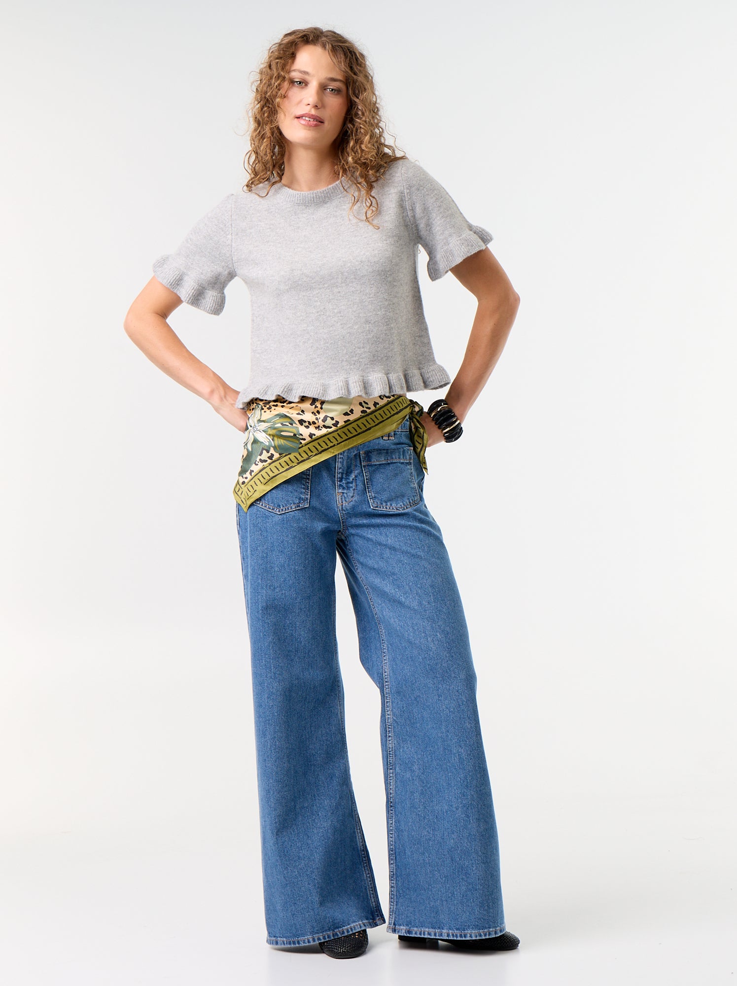 Pull en maille grosse jauge - Gris