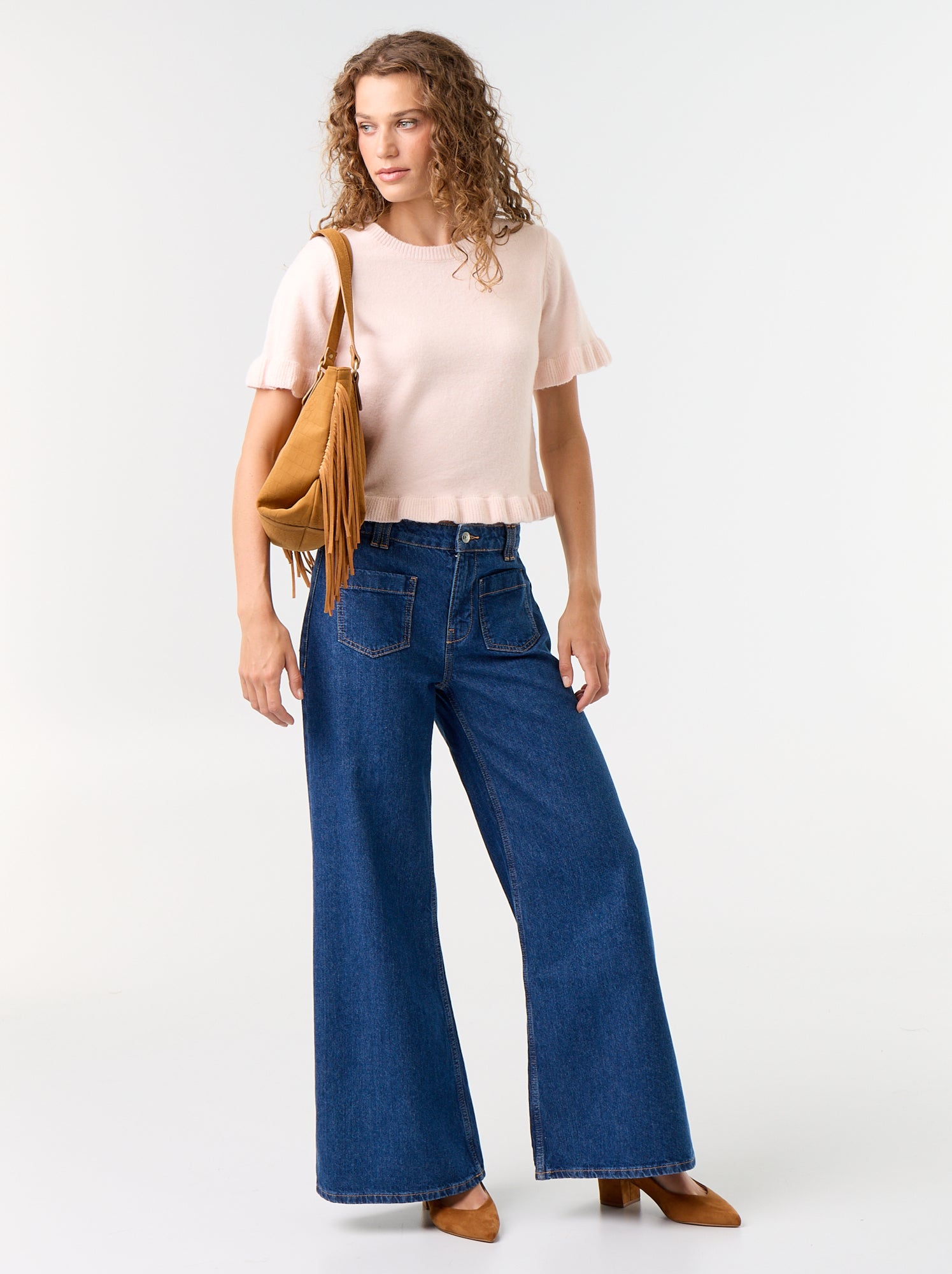 Pull en maille grosse jauge - Rose