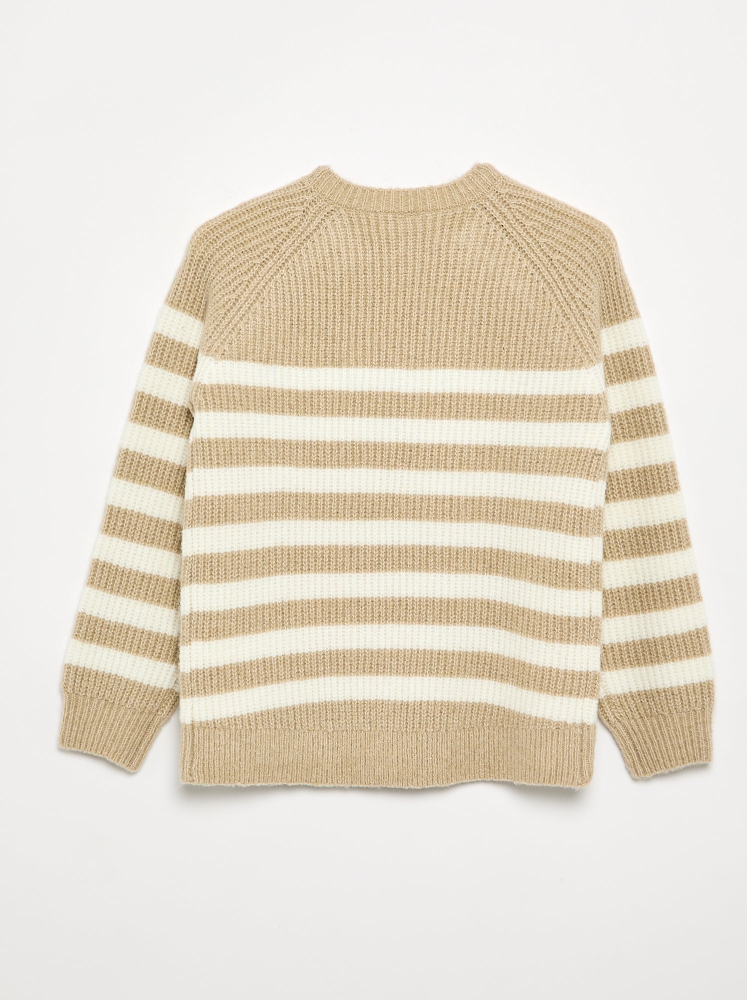 Pull en maille rayée - collection facile à enfiler - Beige