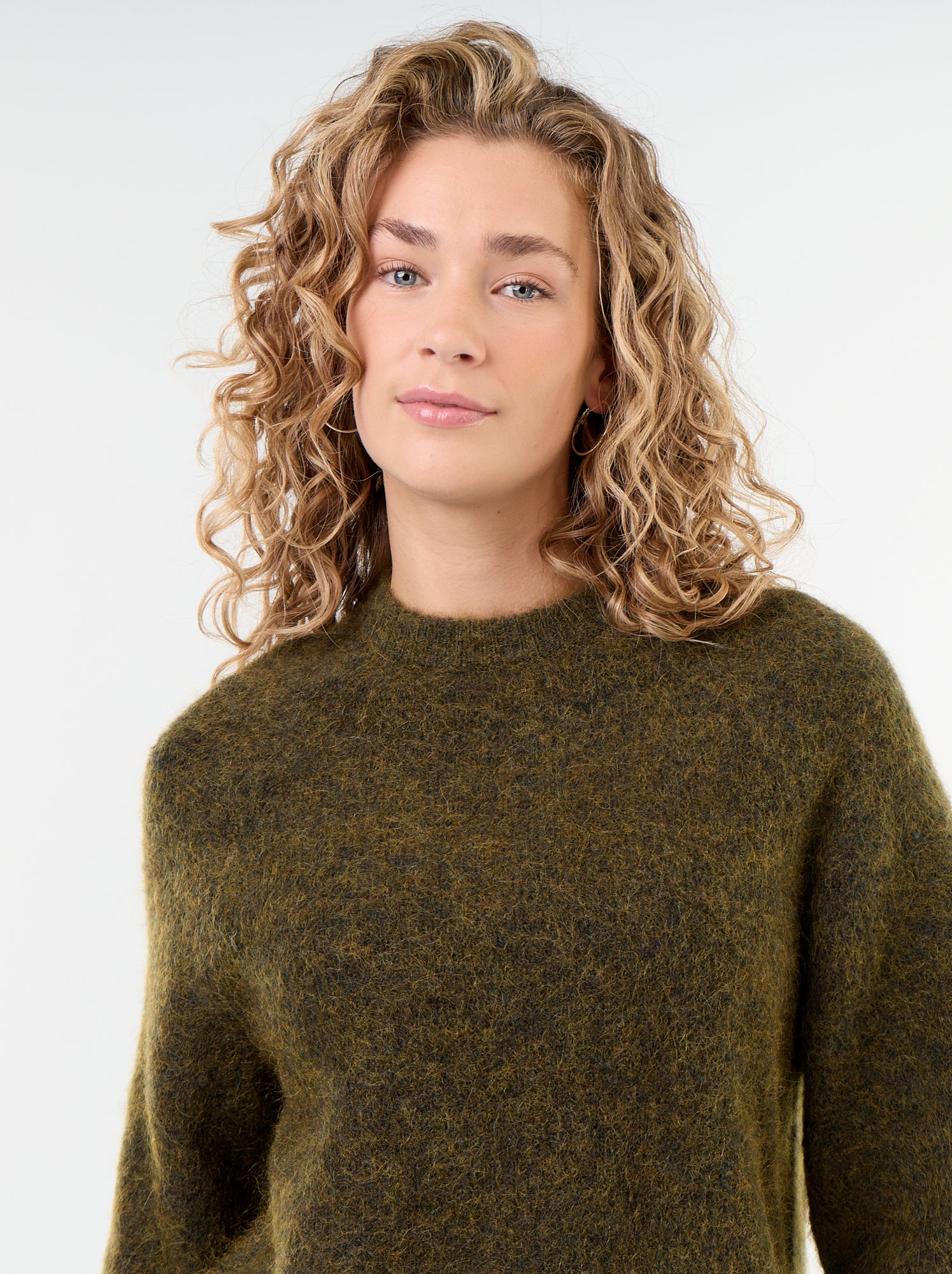 Pull en mohair manches courtes / emmanchure basse - Vert