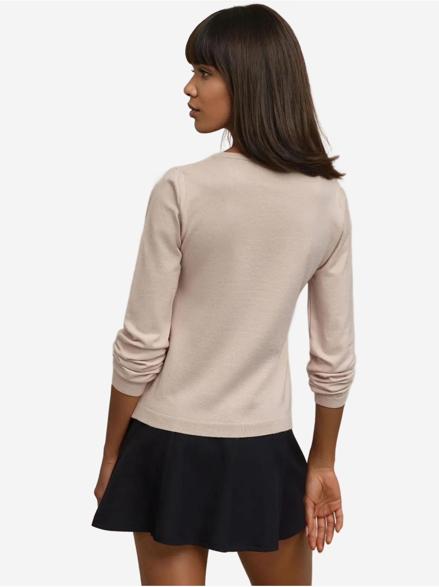 Pull en tricot à col rond - Beige argile