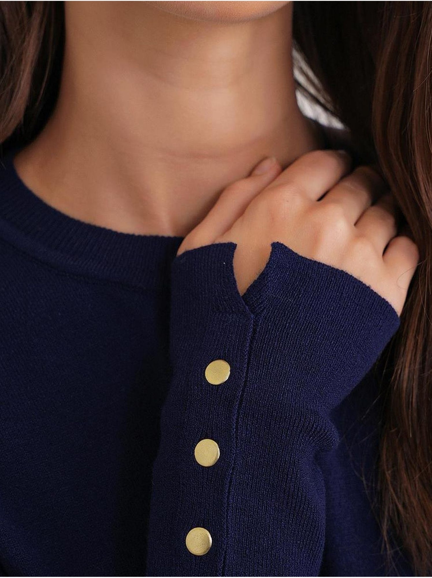 Pull en tricot à col rond et coupe slim mixray - Bleu marine