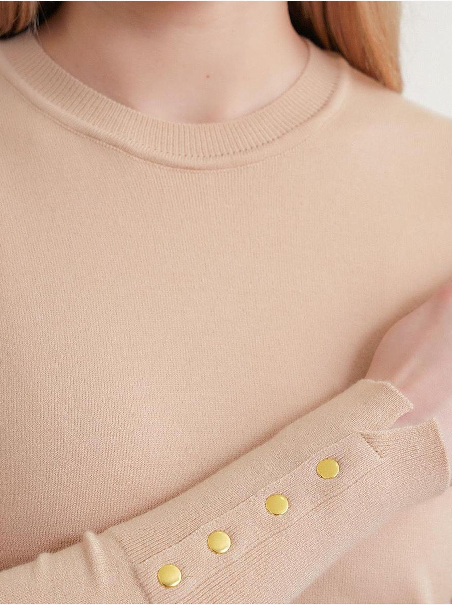 Pull en tricot à col rond et coupe slim mixray - Grège