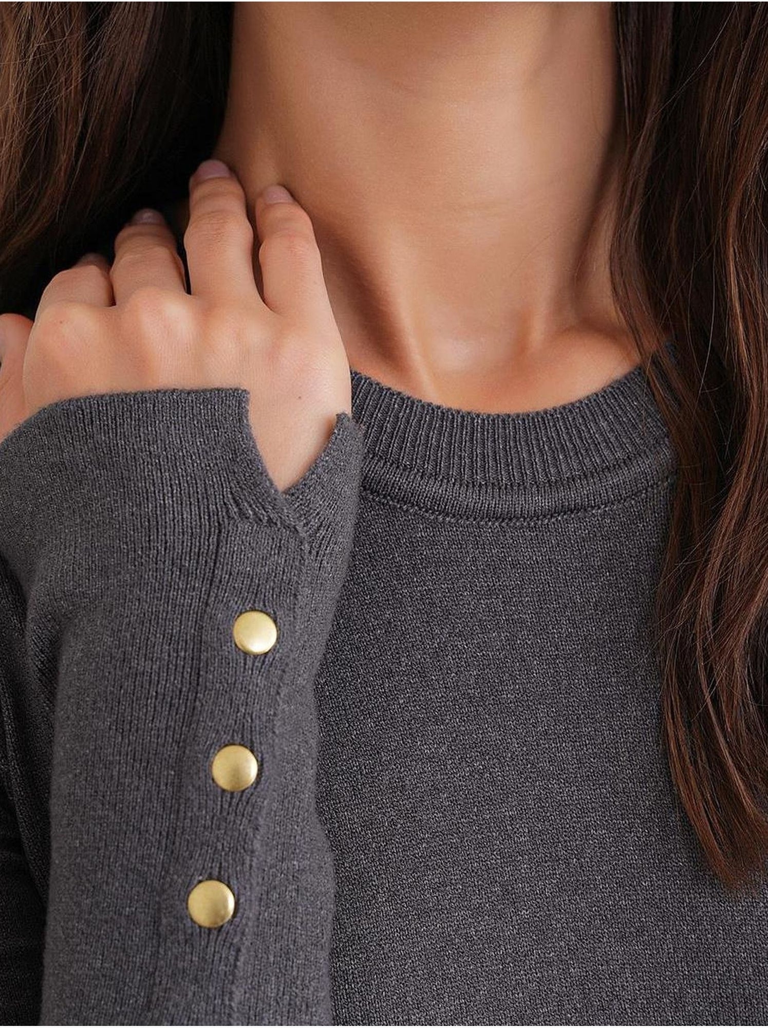 Pull en tricot à col rond et coupe slim mixray - Gris foncé