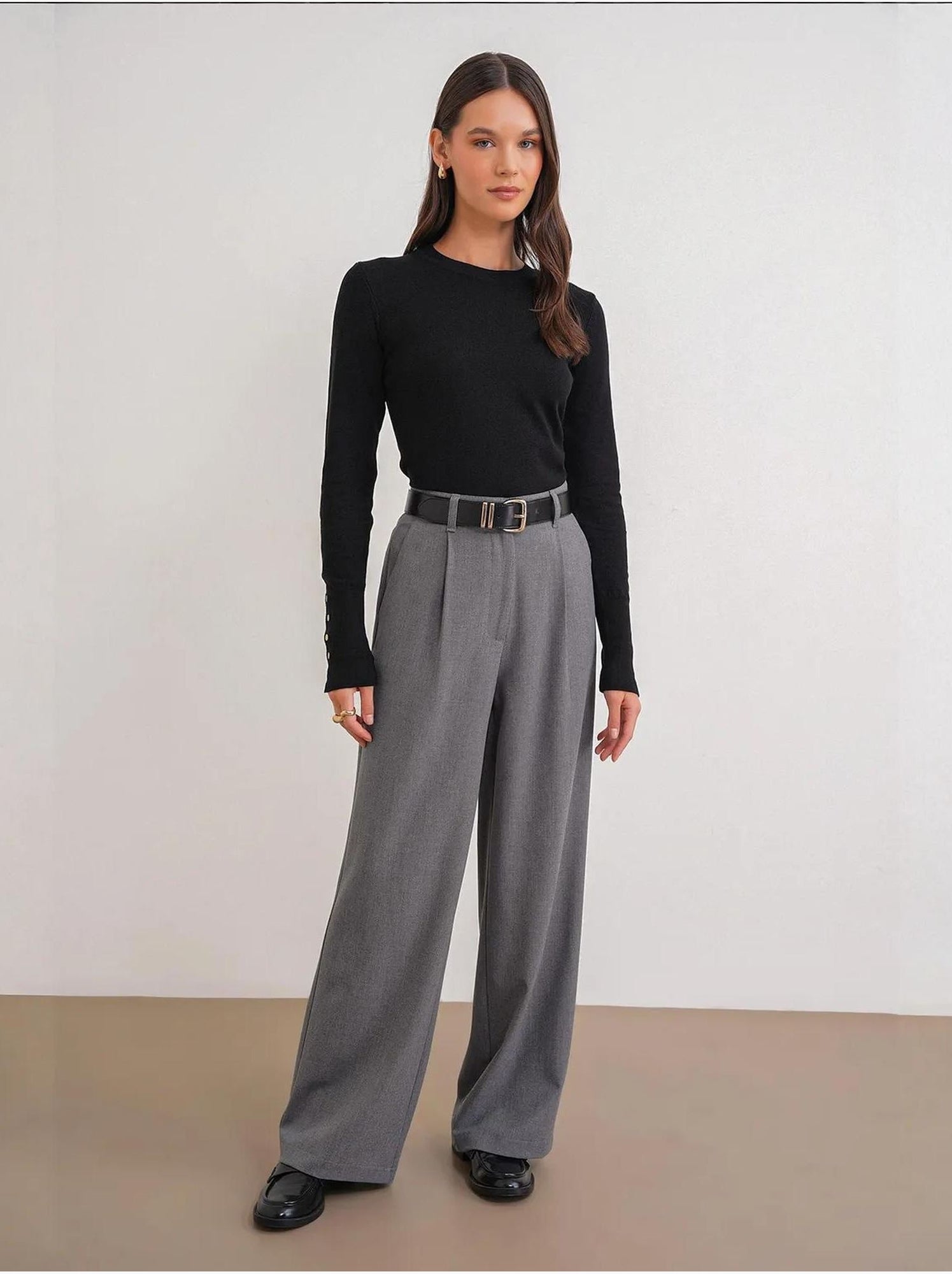 Pull en tricot à col rond et coupe slim mixray - Noir